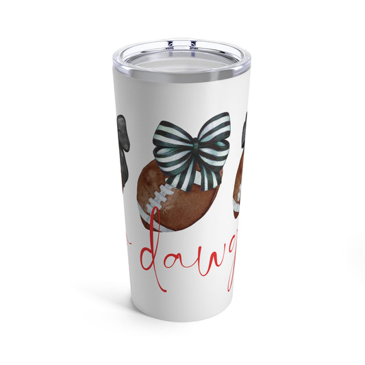 Go Dawgs football with bows Tumbler 20oz