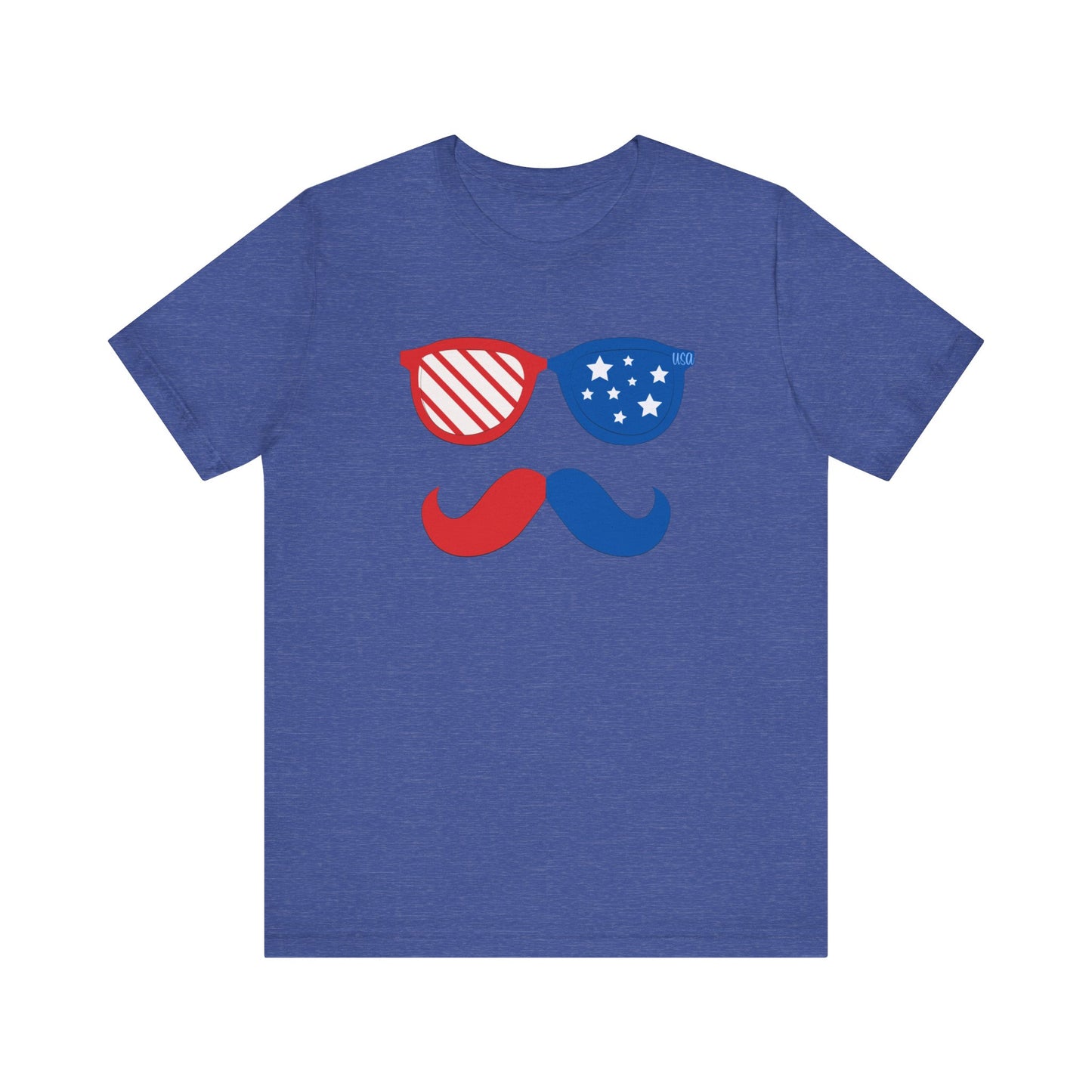 USA Mustache/Glasses Unisex Jersey Short Sleeve Tee