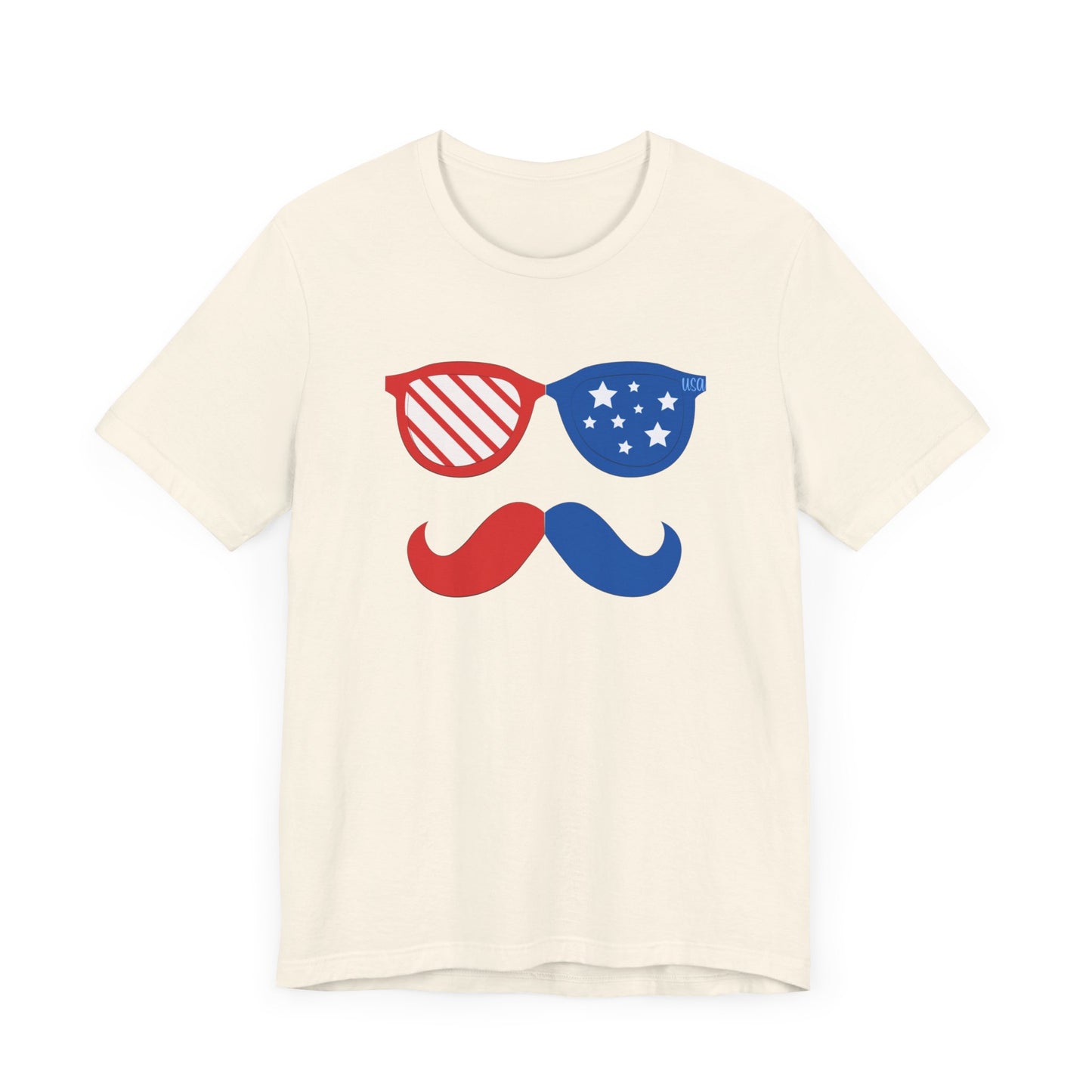 USA Mustache/Glasses Unisex Jersey Short Sleeve Tee