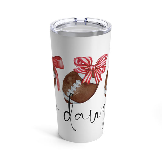 Go Dawgs footballs with bows Tumbler 20oz