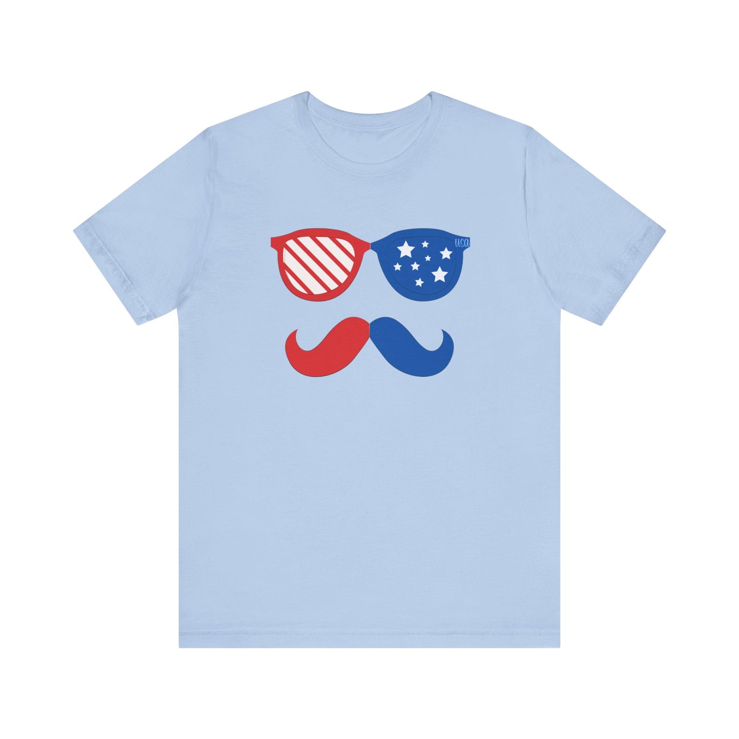 USA Mustache/Glasses Unisex Jersey Short Sleeve Tee