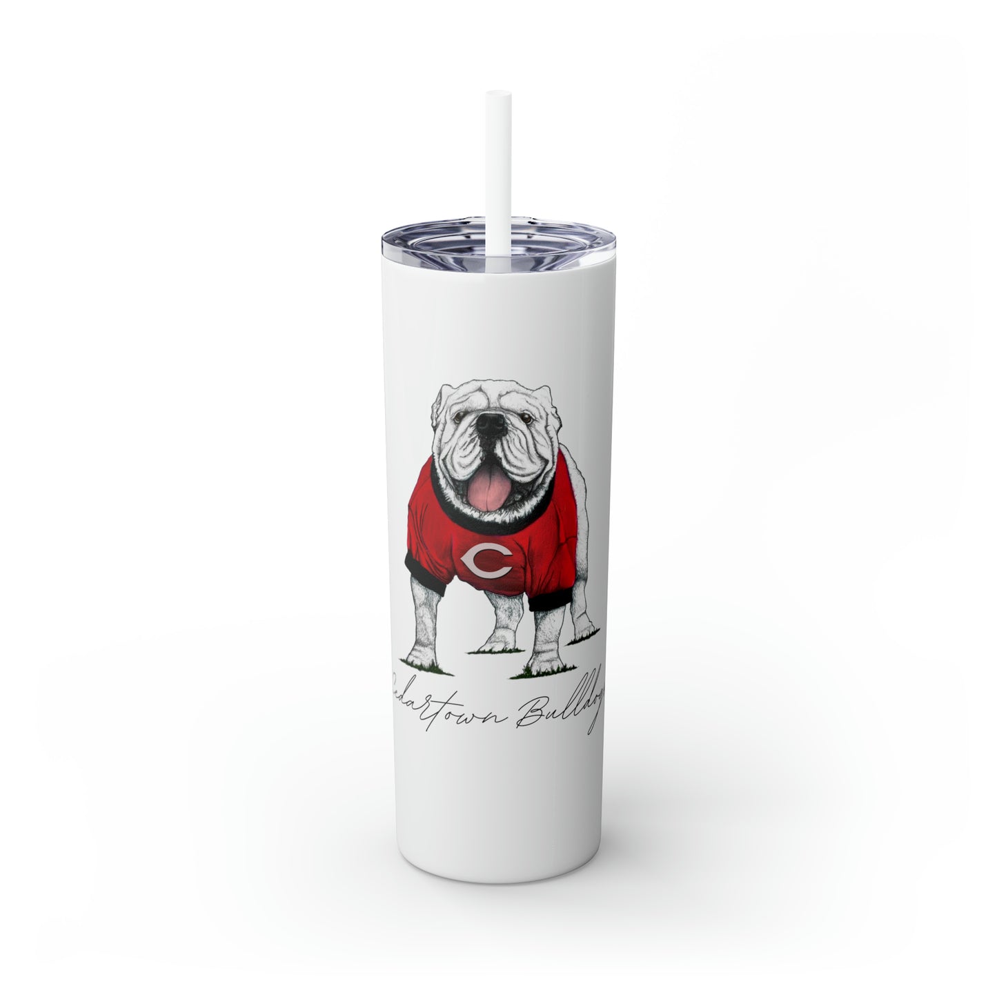 Cedartown Bulldogs School Spirit Skinny Tumbler with Straw, 20oz