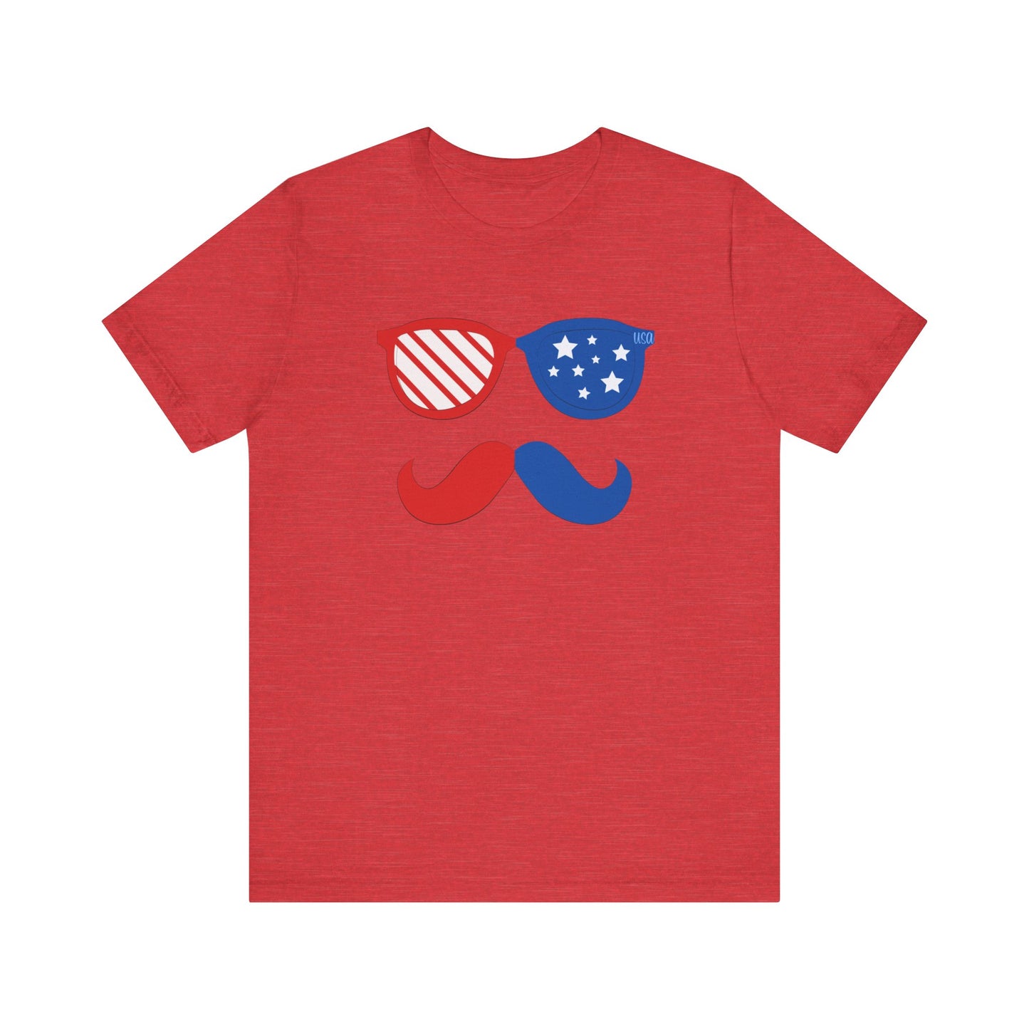 USA Mustache/Glasses Unisex Jersey Short Sleeve Tee