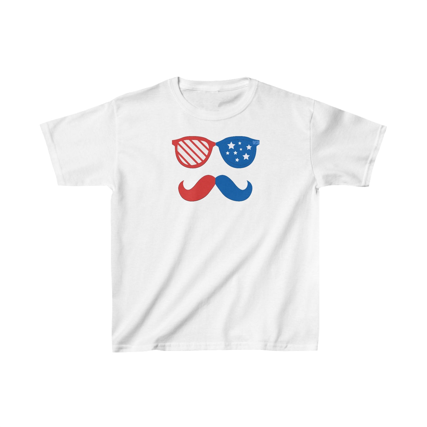 USA Mustache/Glasses Kids Heavy Cotton™ Tee