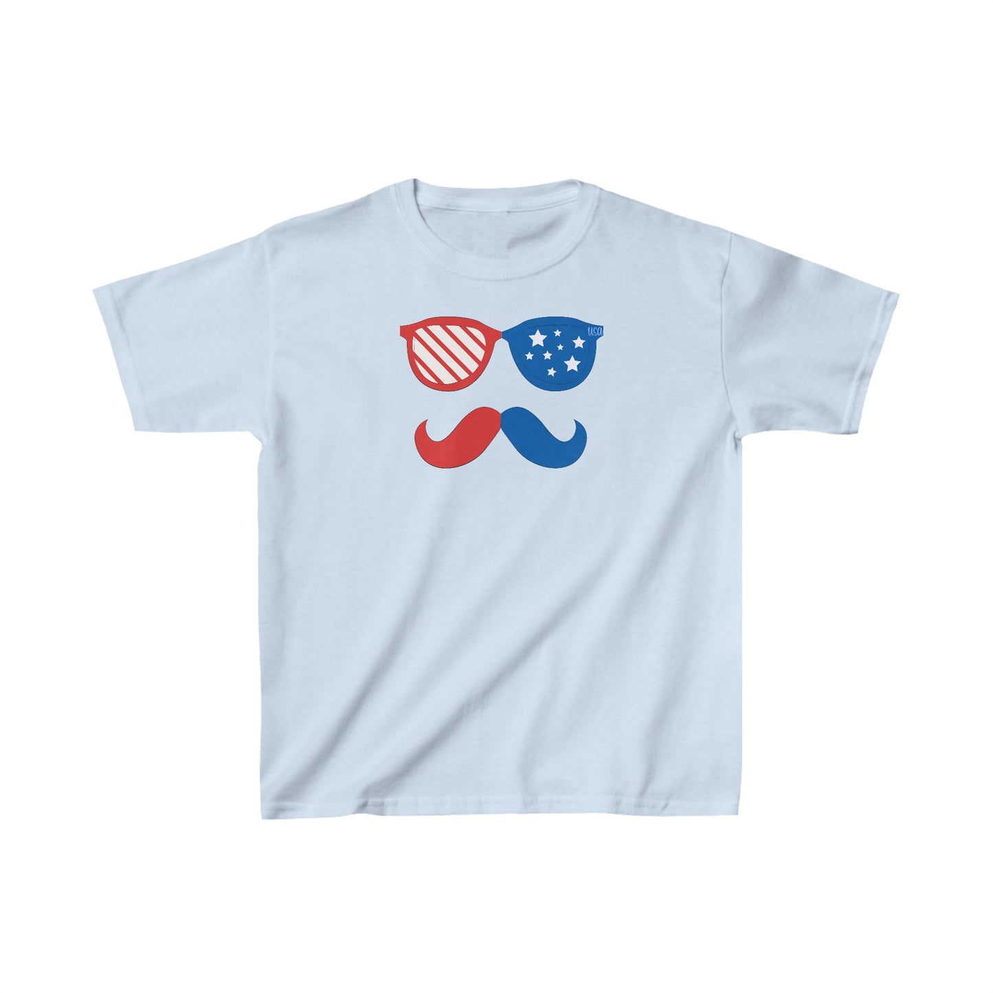 USA Mustache/Glasses Kids Heavy Cotton™ Tee