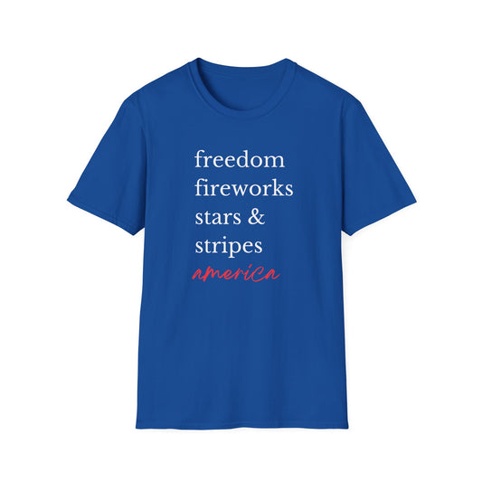 Freedom fireworks stars & stripes Unisex Softstyle T-Shirt