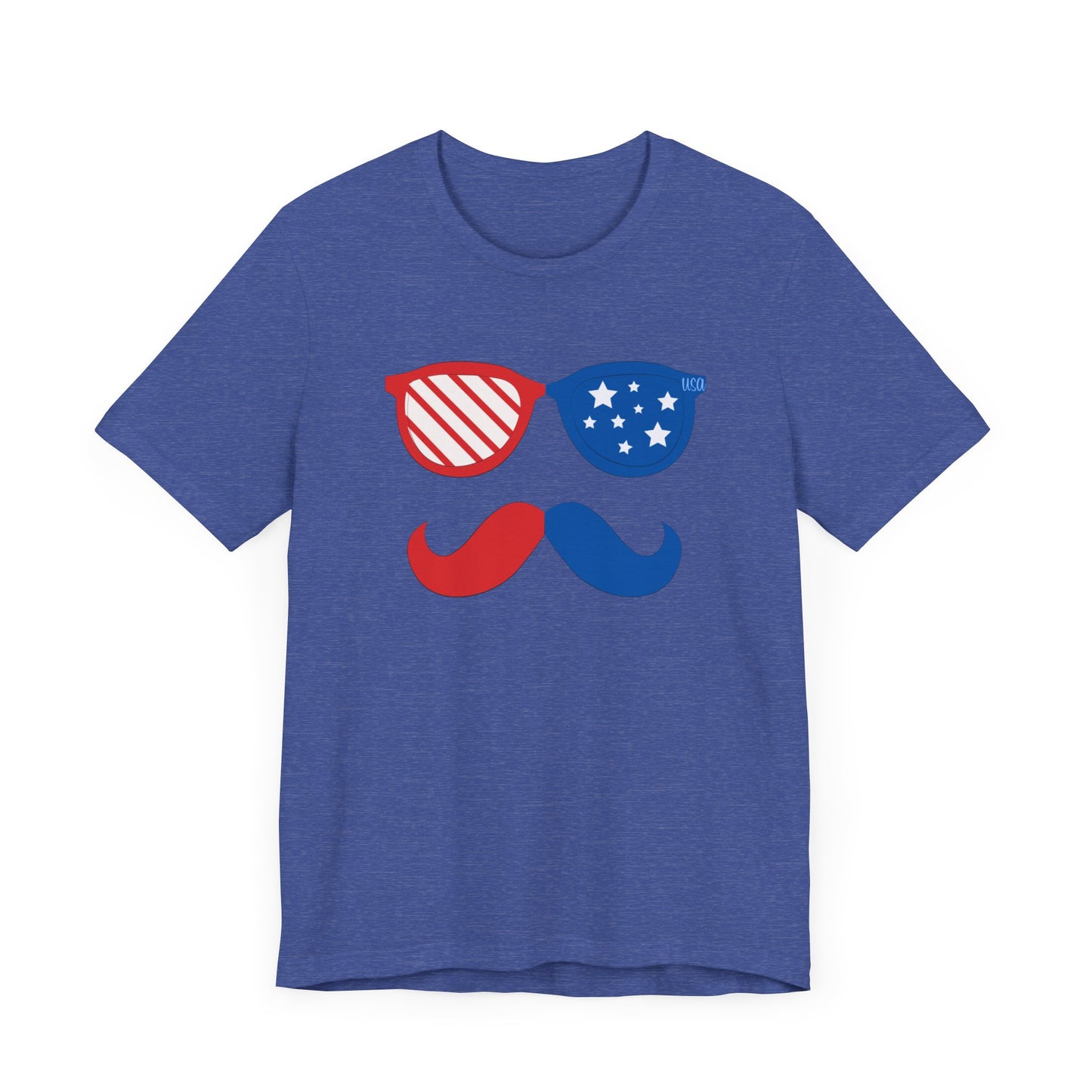 USA Mustache/Glasses Unisex Jersey Short Sleeve Tee