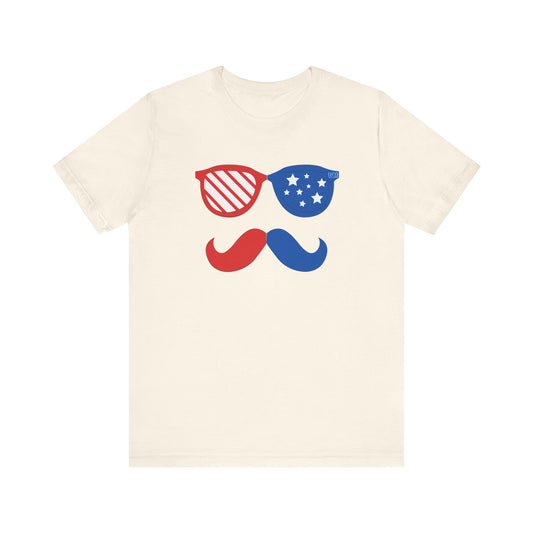 USA Mustache/Glasses Unisex Jersey Short Sleeve Tee