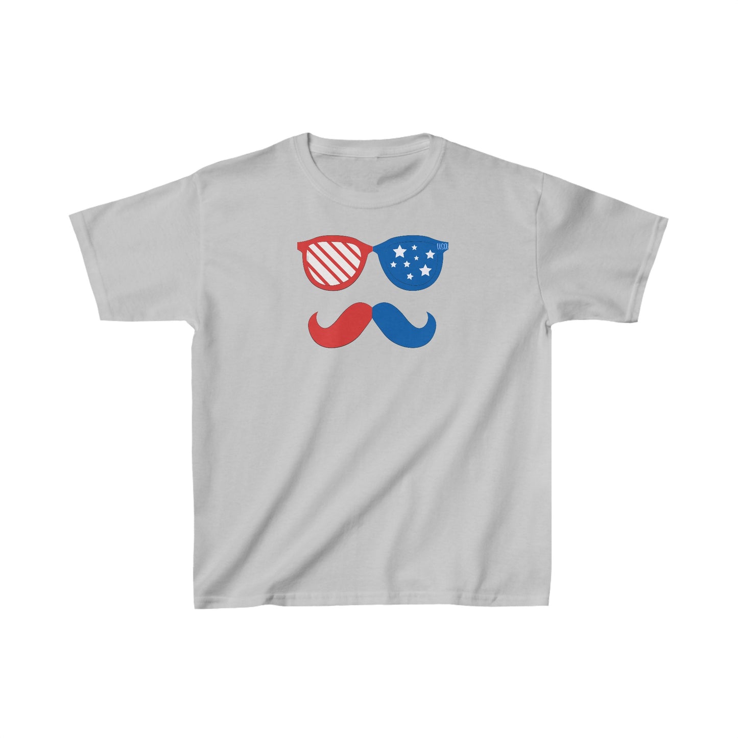 USA Mustache/Glasses Kids Heavy Cotton™ Tee