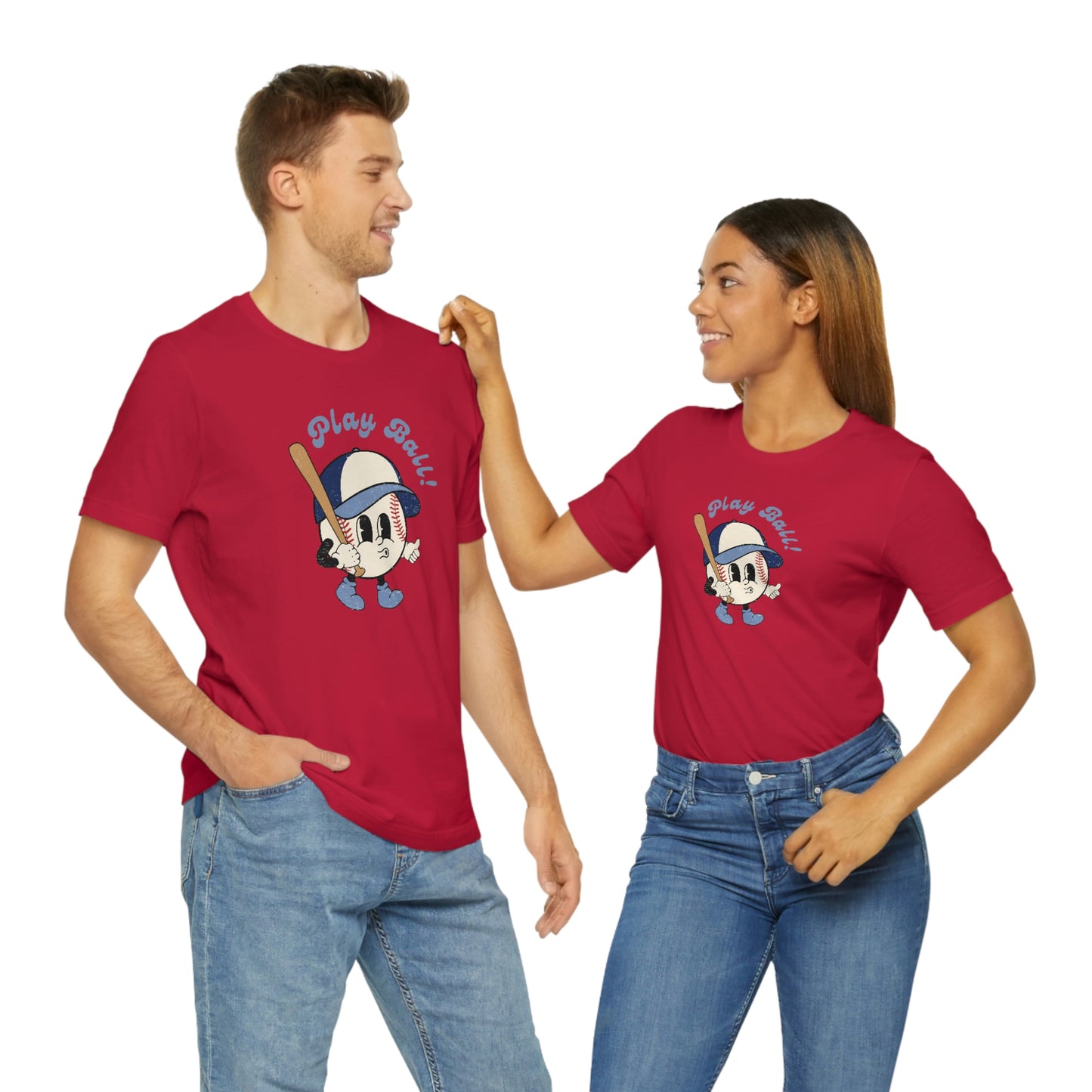 Groovy Baseball Play Ball Bella+Canvas 3001 Unisex Jersey Short Sleeve Tee