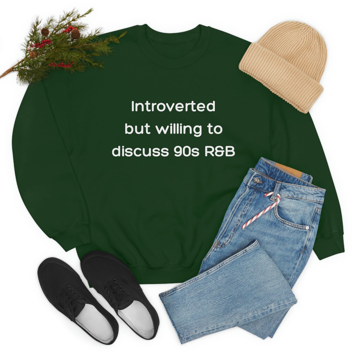 Introverted but willing to discuss 90s R&B Gildan 18000 Unisex Heavy Blend Crewneck Sweatshirt