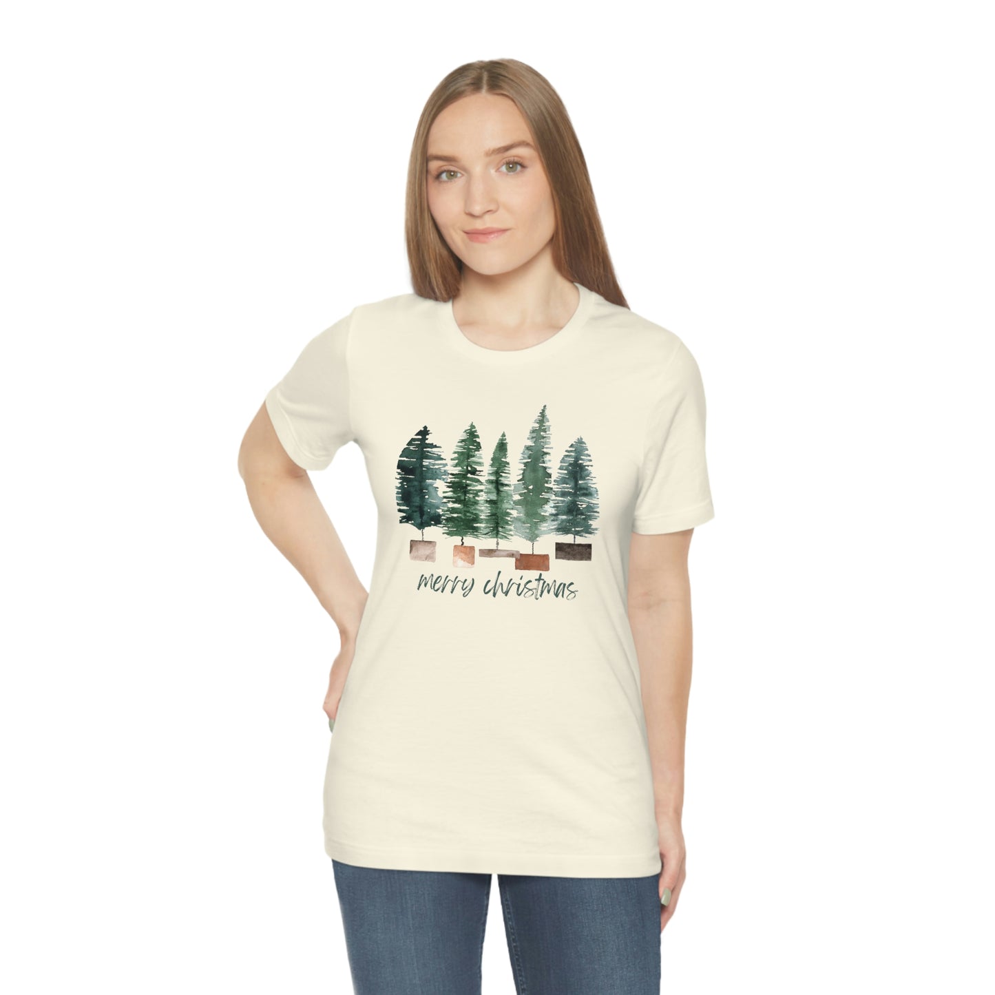 Christmas bottle brush tree Unisex Jersey Short Sleeve Tee