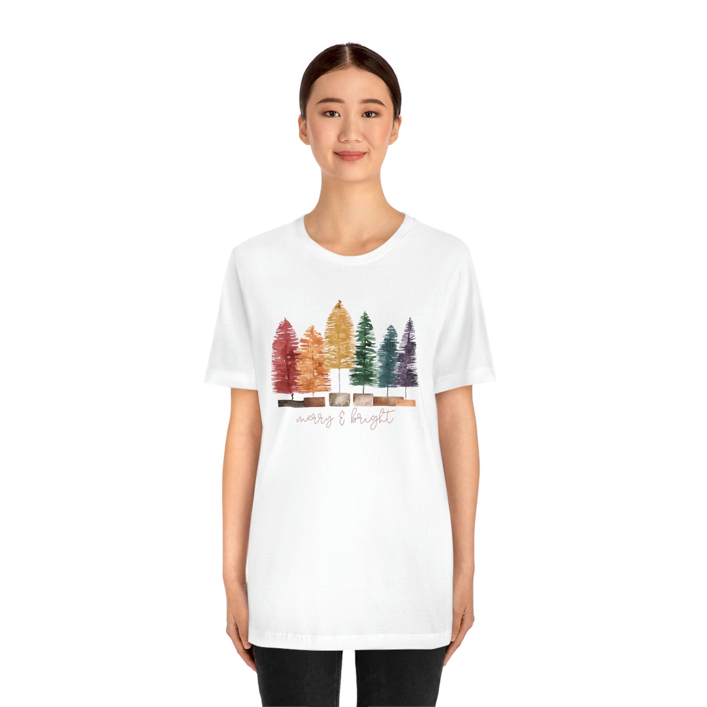 Christmas bottle brush trees Unisex Jersey Short Sleeve Tee