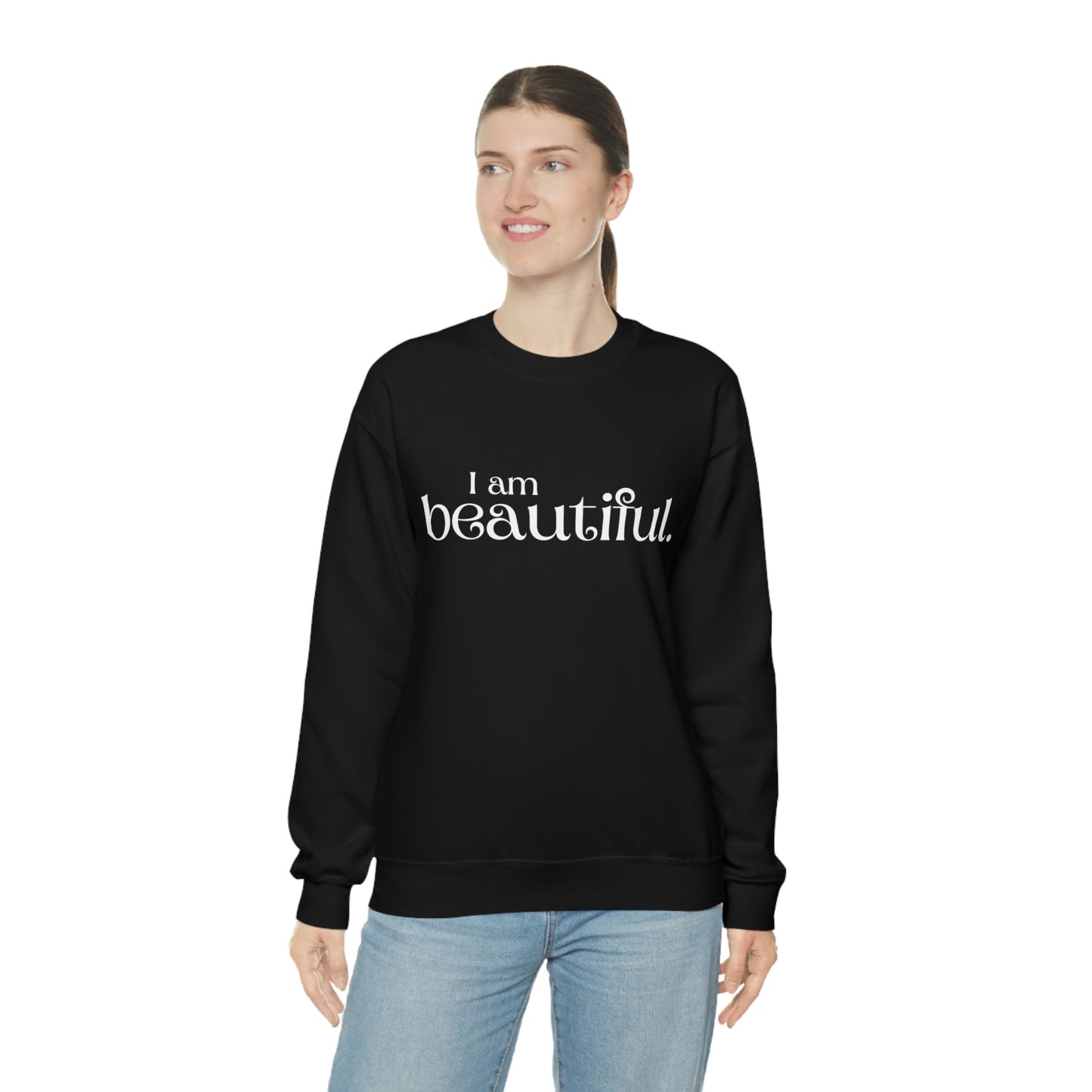 I am beautiful Womens Affirmation Crew neck Sweatshirt