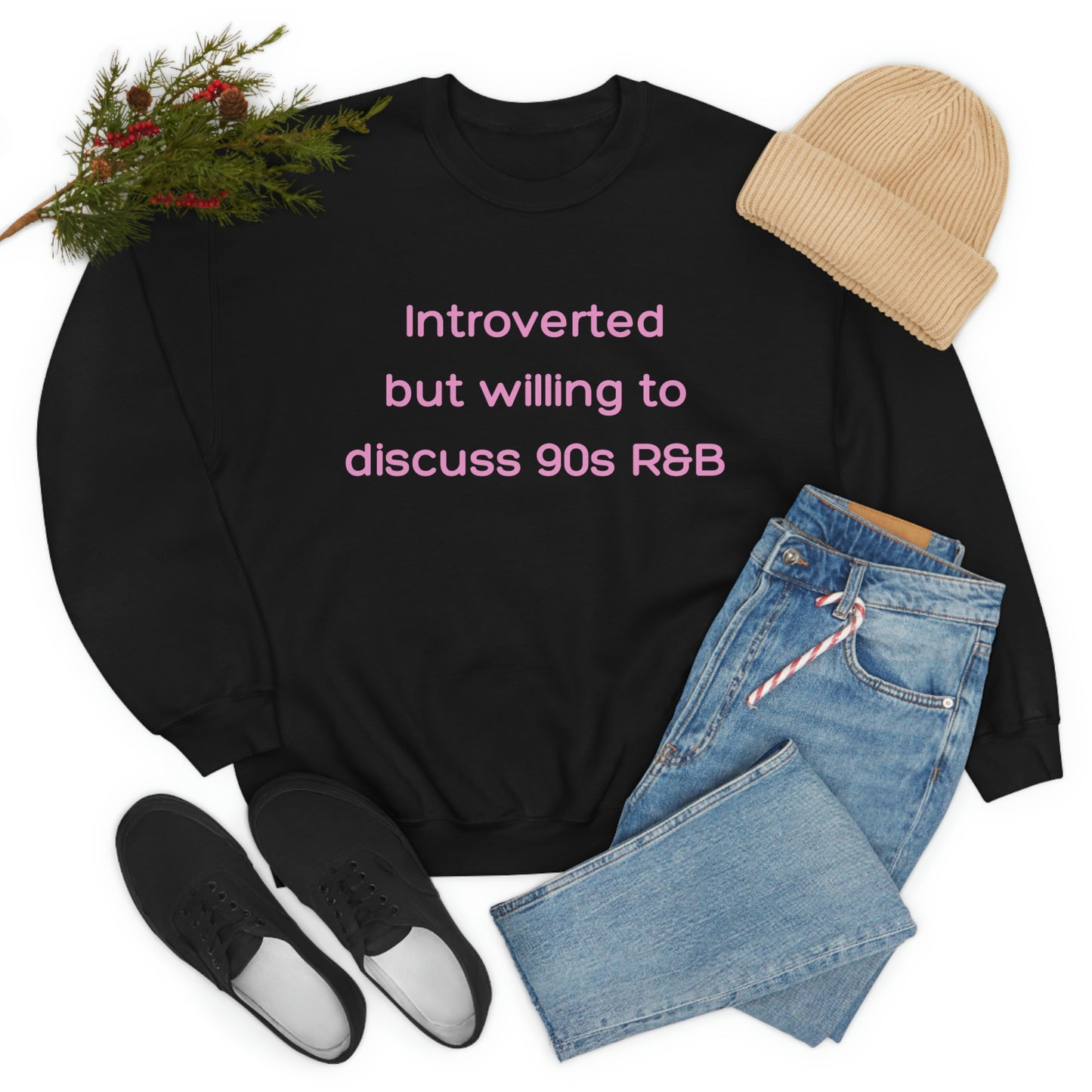 Introverted but willing to discuss 90s R&B Gildan 18000 Unisex Heavy Blend Crewneck Sweatshirt