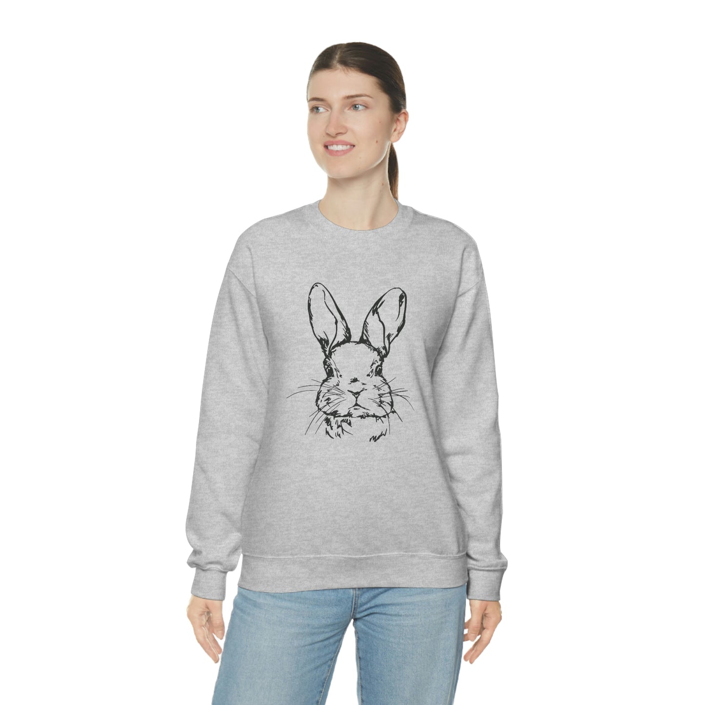 Happy Easter Spring Bunny Gildan 18000 Unisex Heavy Blend Crewneck Sweatshirt