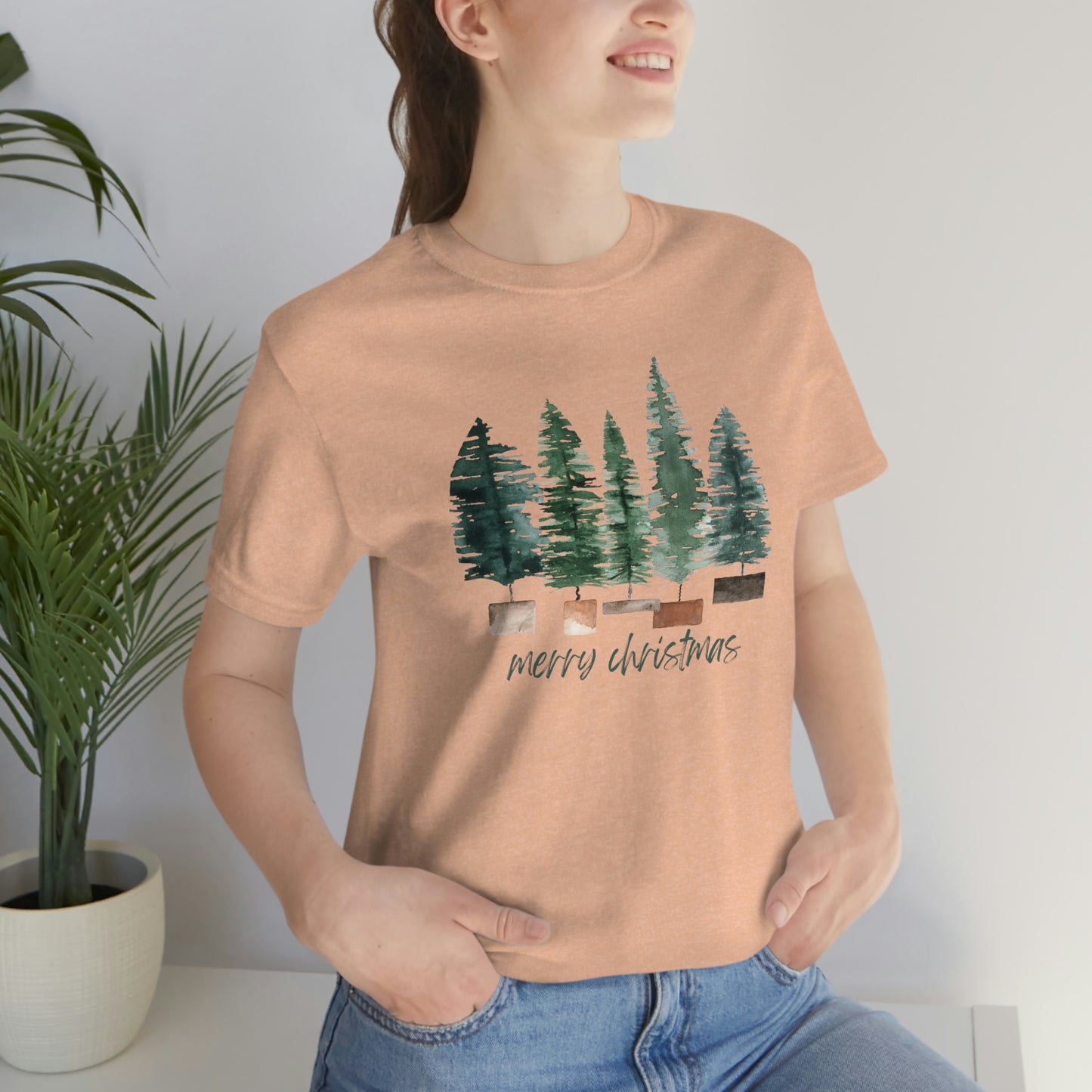 Christmas bottle brush tree Unisex Jersey Short Sleeve Tee