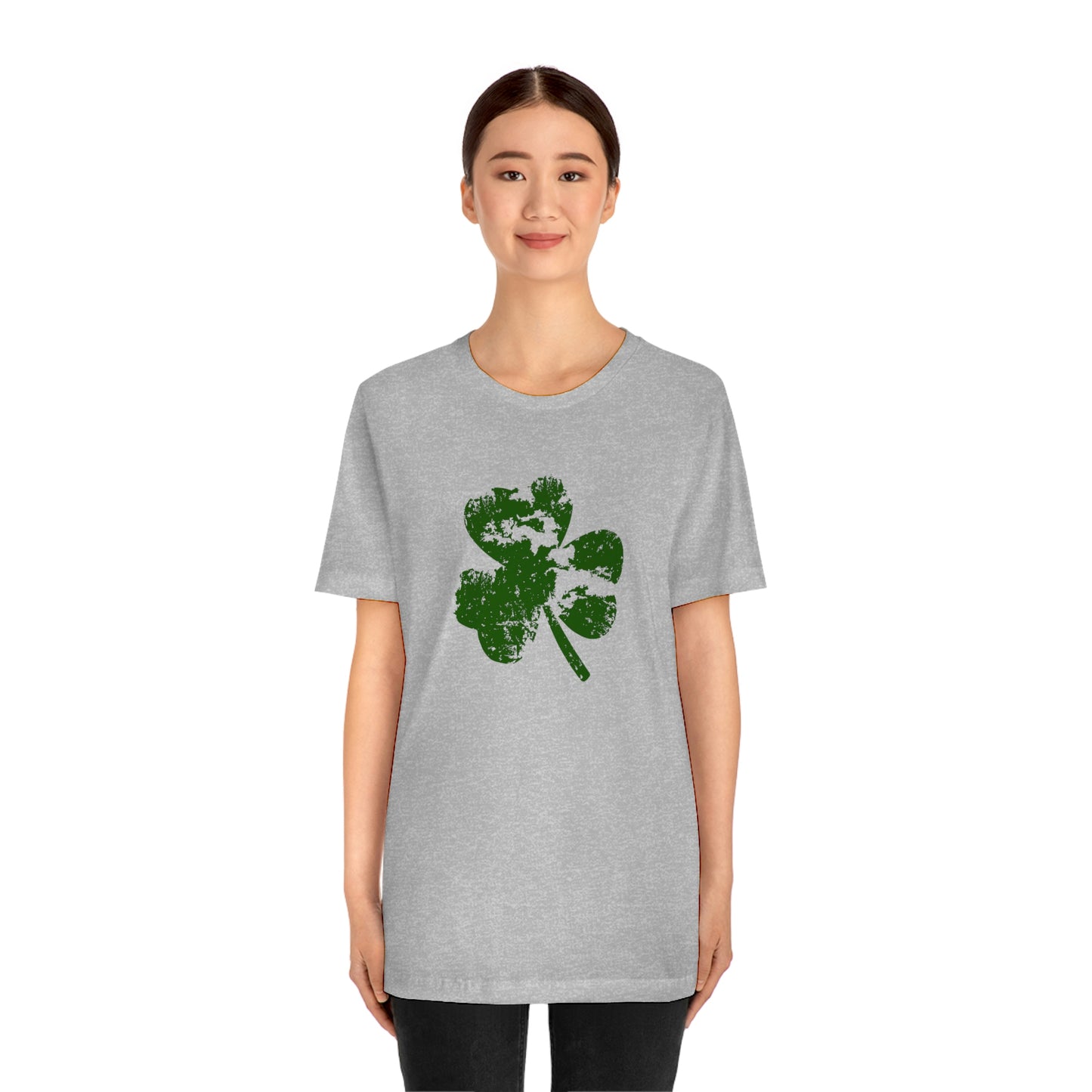 St. Patrick's Day Distressed Shamrock Bella+Canvas 3001 Unisex Jersey Short Sleeve Tee