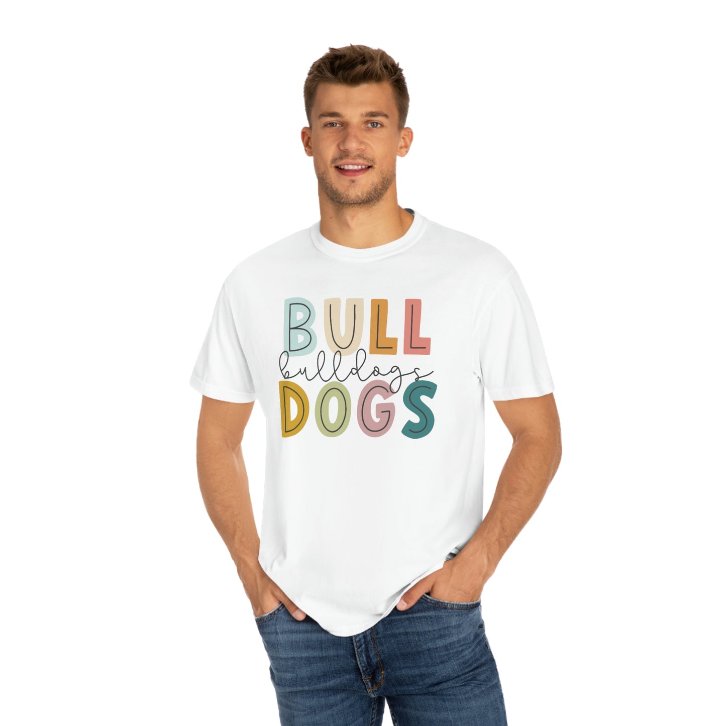 Bulldogs Colorful Spirit Wear Comfort Colors 1717 Unisex Garment-Dyed T-shirt