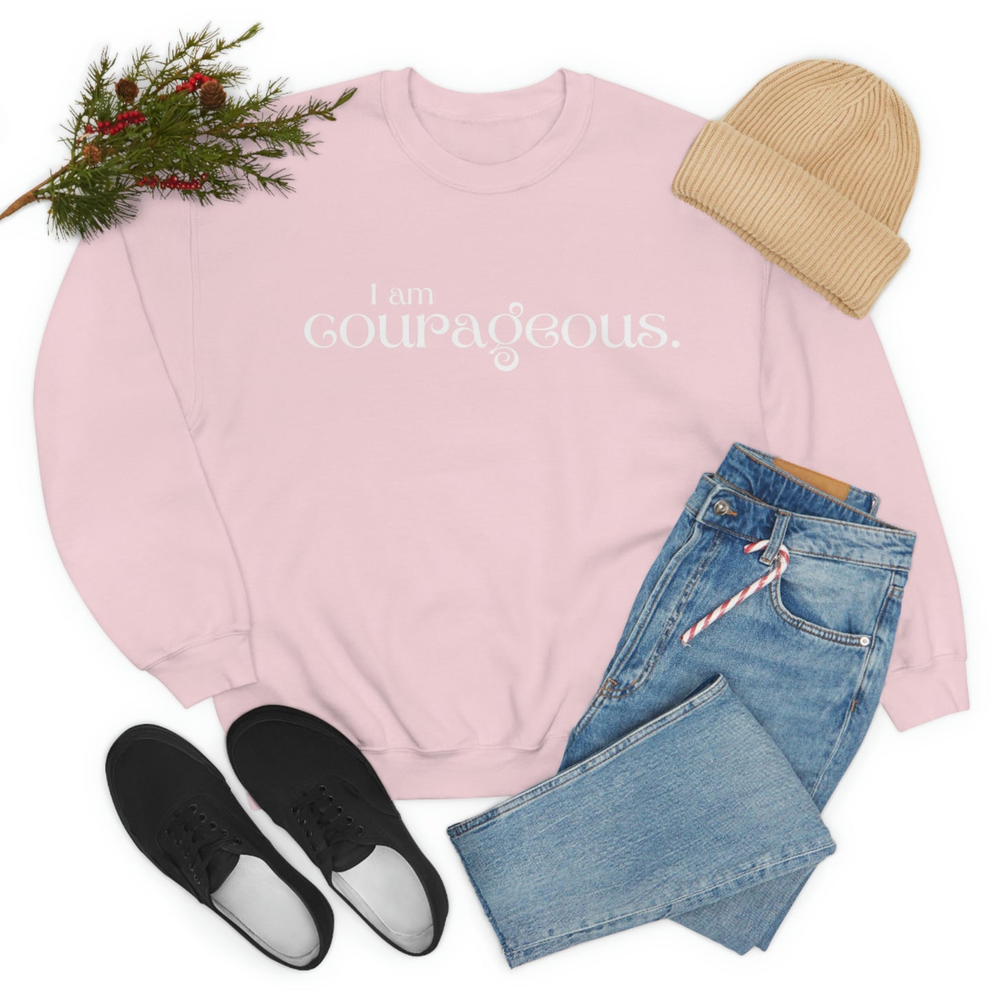 I am courageous Women's affirmation crew neck sweatshirt