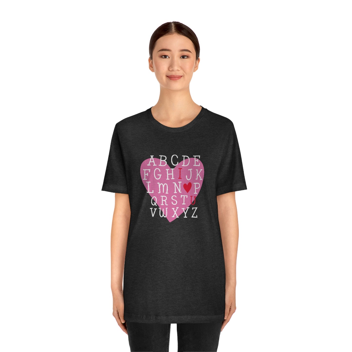 Alphabet Valentine's Day Bella+Canvas 3001 Unisex Jersey Short Sleeve Tee