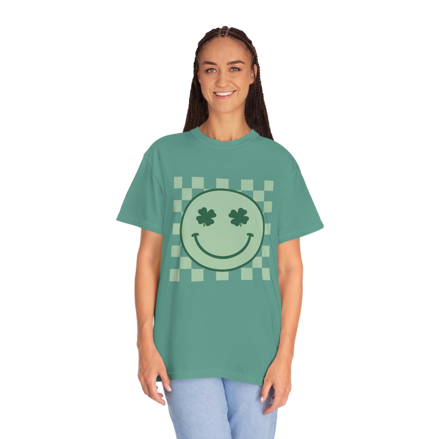 St. Patrick's Day Smiley Face Comfort Colors 1717 Unisex Garment-Dyed T-shirt