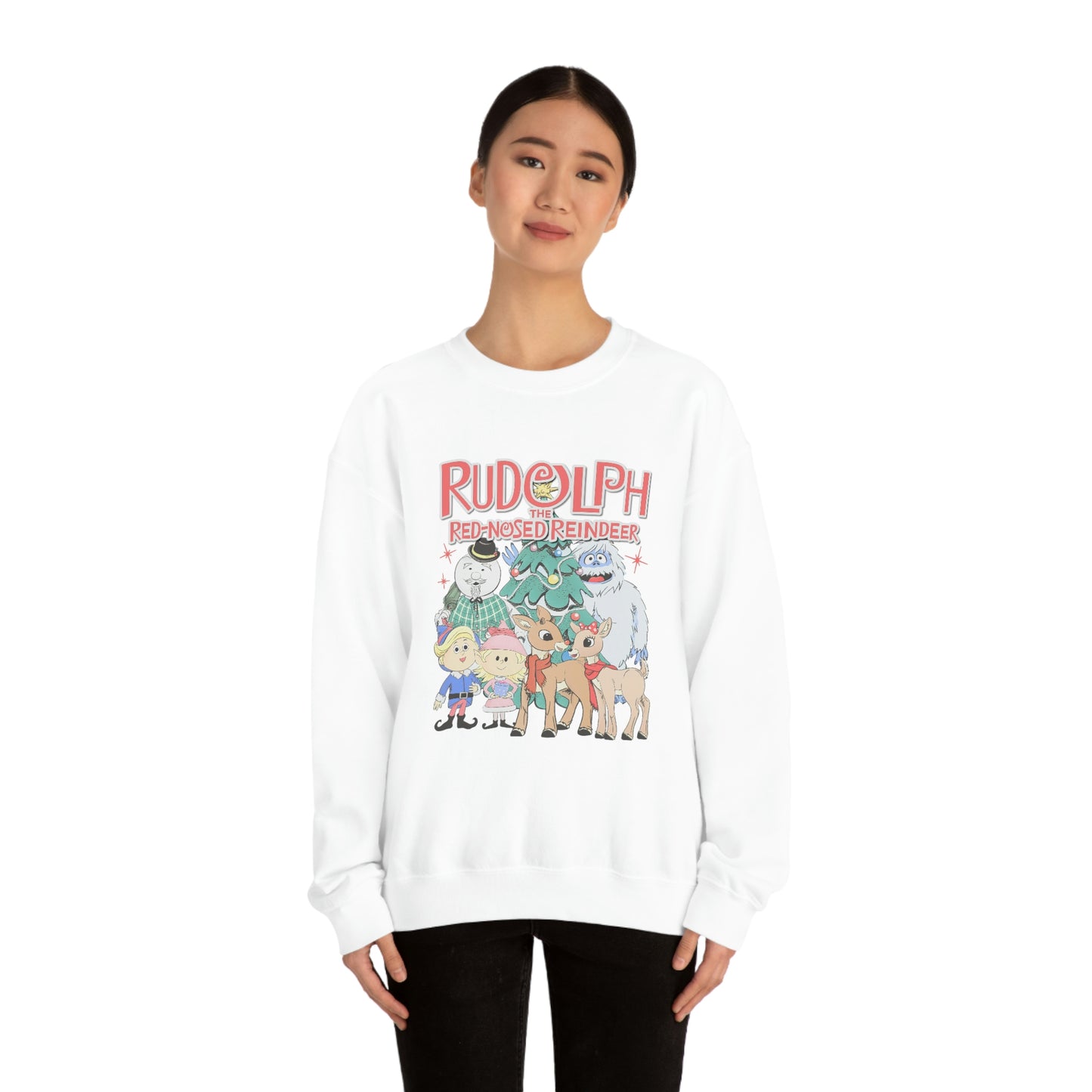 Throwback Rudolph Christmas Shirt Womens Unisex Heavy Blend Crewneck Sweatshirt