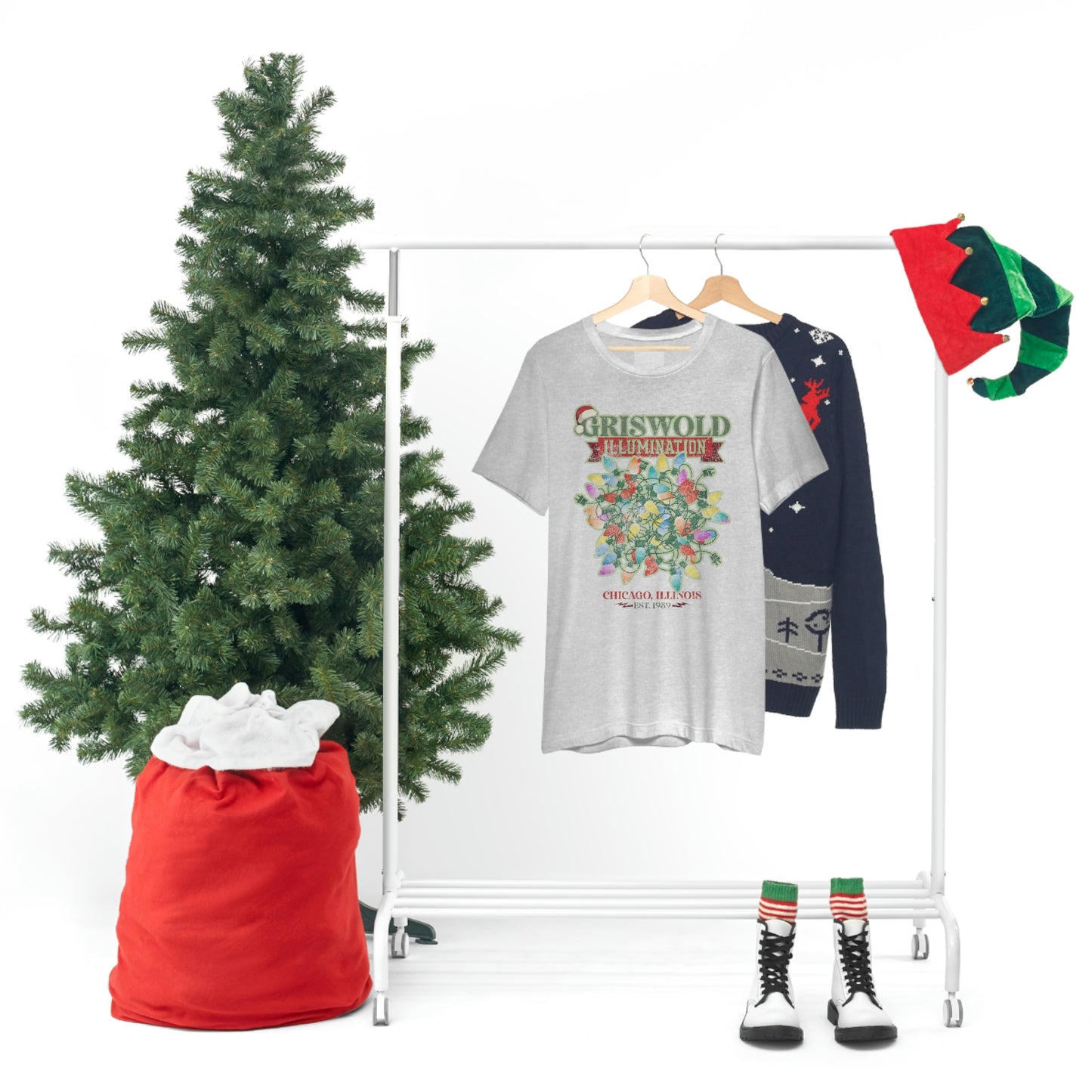 Griswold Illuminations Comfort Colors Christmas Unisex Jersey Short Sleeve Tee