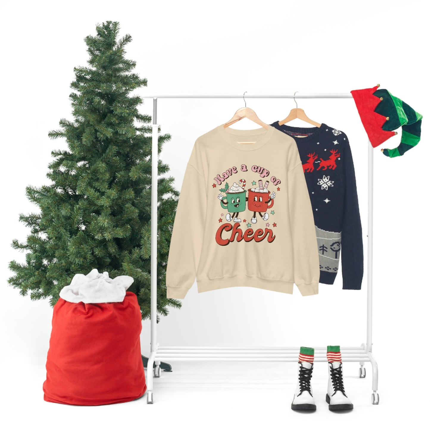 Have a Cup of Cheer Retro Christmas Shirt Unisex Heavy Blend Crewneck Sweatshirt