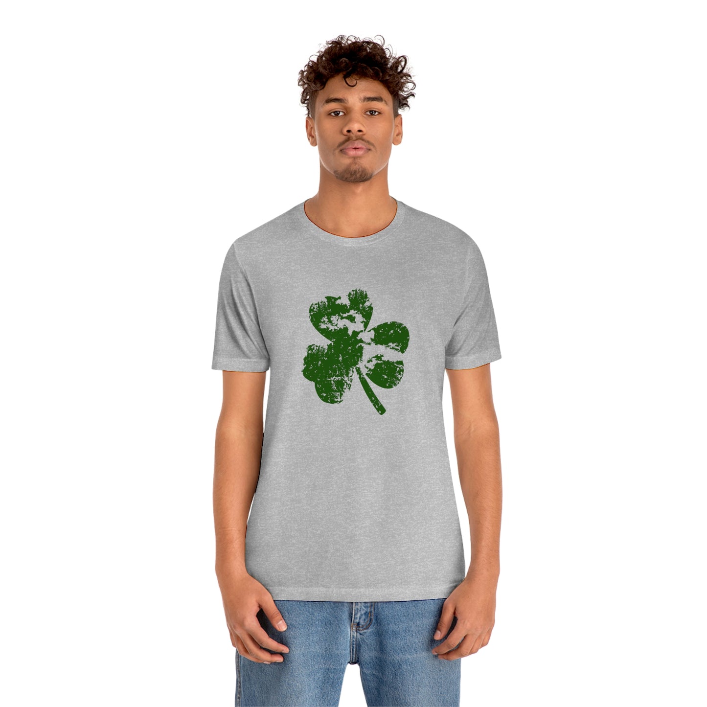 St. Patrick's Day Distressed Shamrock Bella+Canvas 3001 Unisex Jersey Short Sleeve Tee