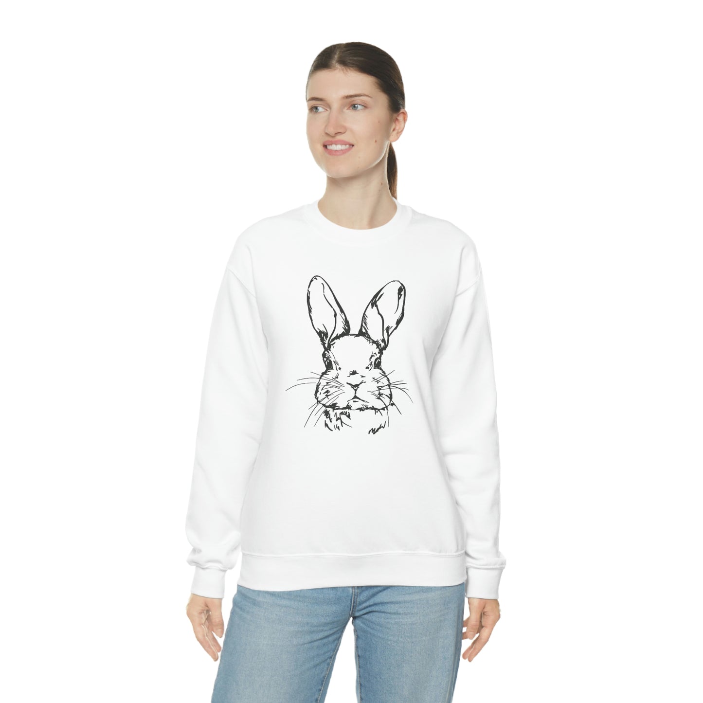 Happy Easter Spring Bunny Gildan 18000 Unisex Heavy Blend Crewneck Sweatshirt