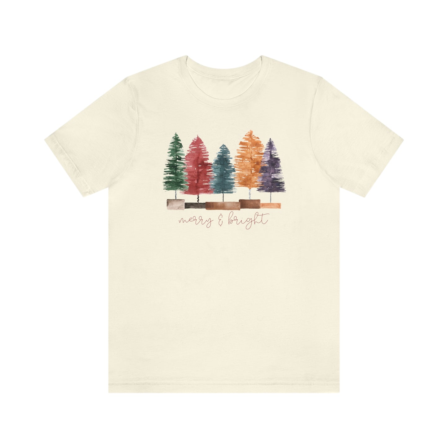 Christmas multi color bottle brush tree Unisex Jersey Short Sleeve Tee