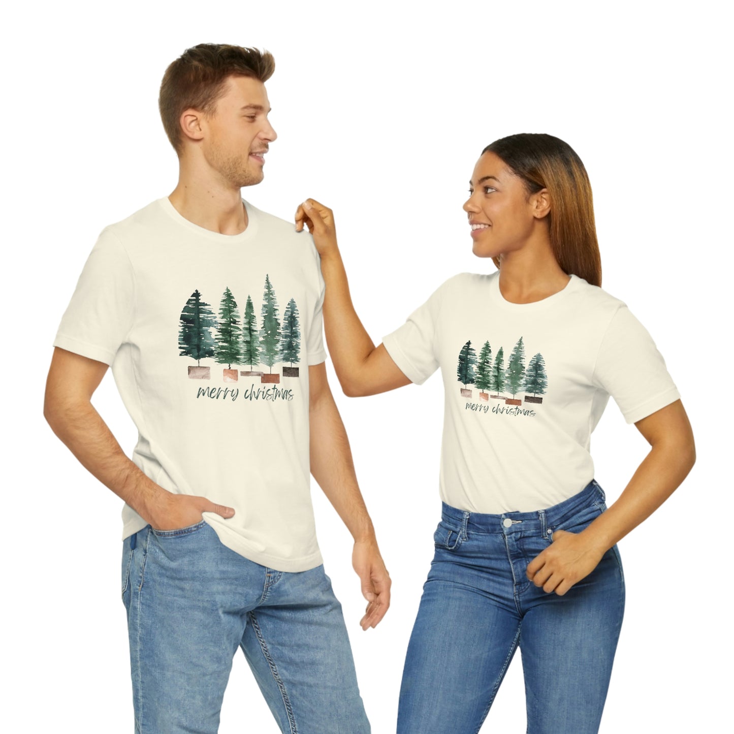 Christmas bottle brush tree Unisex Jersey Short Sleeve Tee