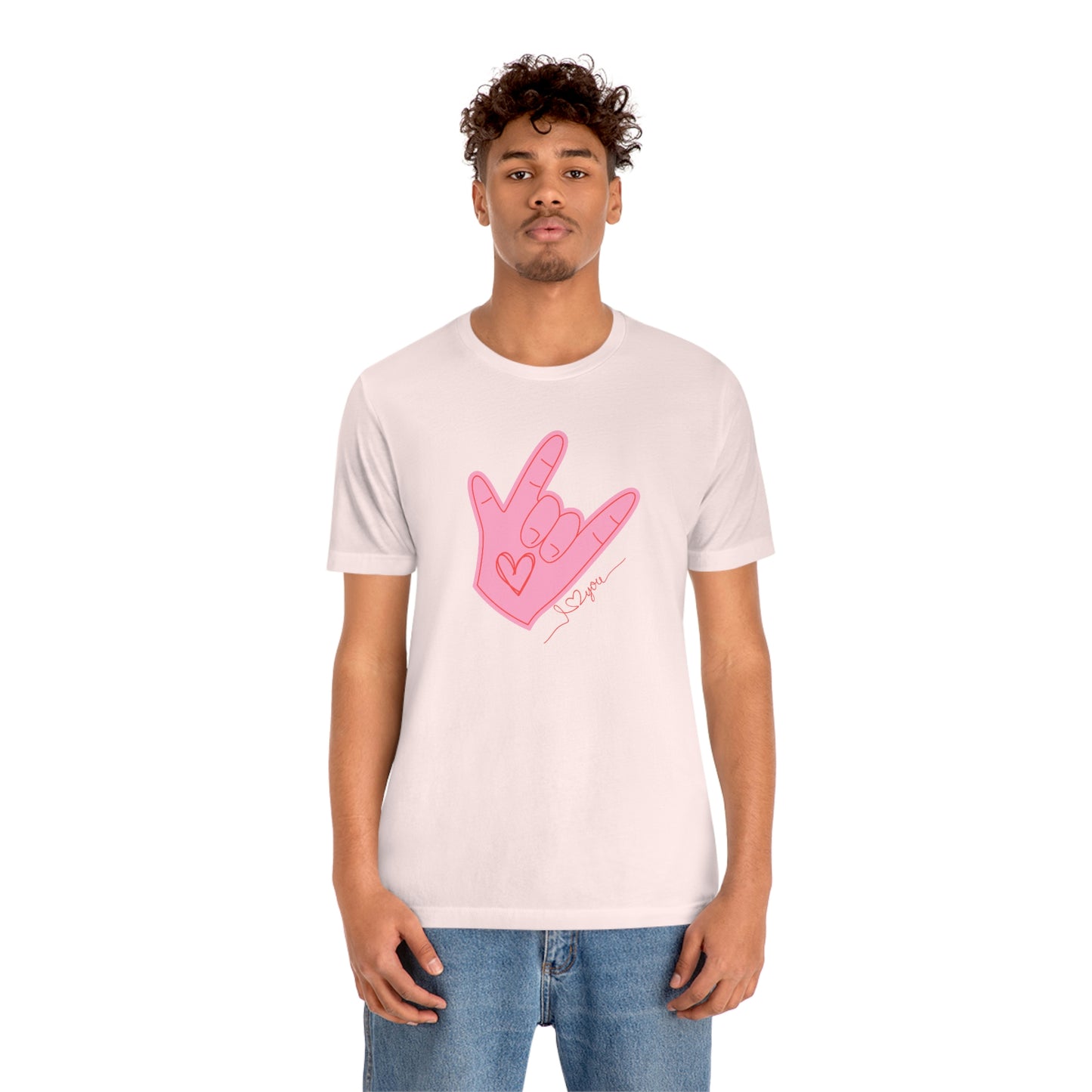 ASL Valentines I love you Bella+Canvas 3001 Unisex Jersey Short Sleeve Tee