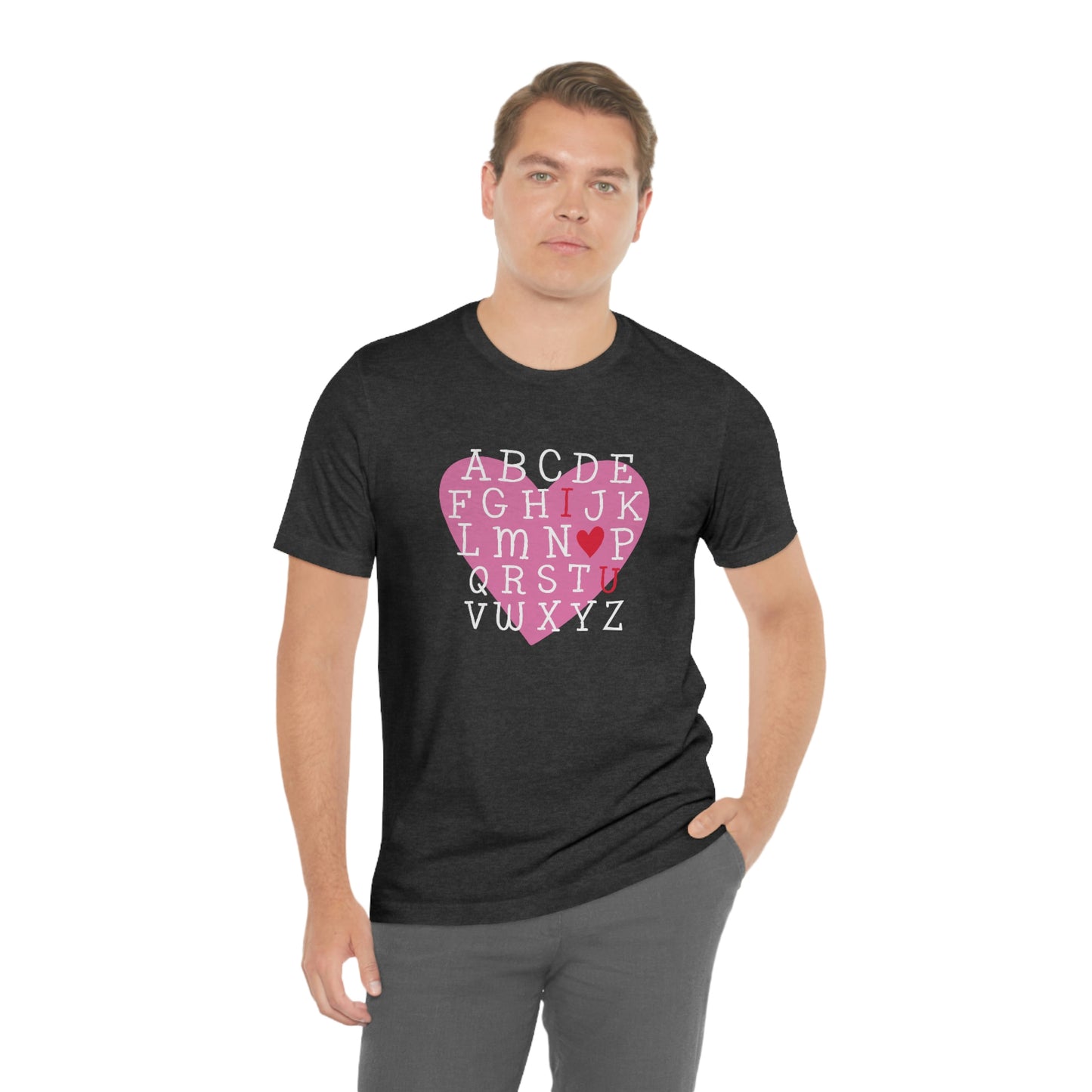 Alphabet Valentine's Day Bella+Canvas 3001 Unisex Jersey Short Sleeve Tee