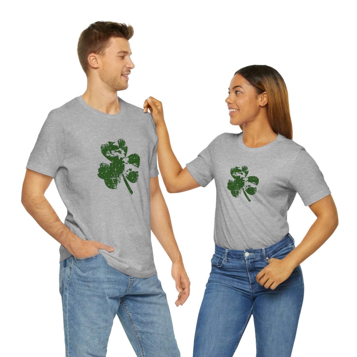 St. Patrick's Day Distressed Shamrock Bella+Canvas 3001 Unisex Jersey Short Sleeve Tee