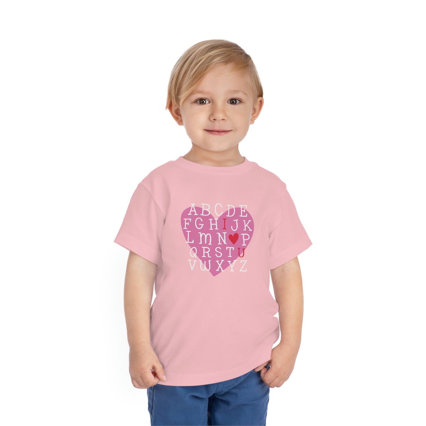 Alphabet Valentine's Shirt Bella+Canvas 3001T Toddler Short Sleeve Tee