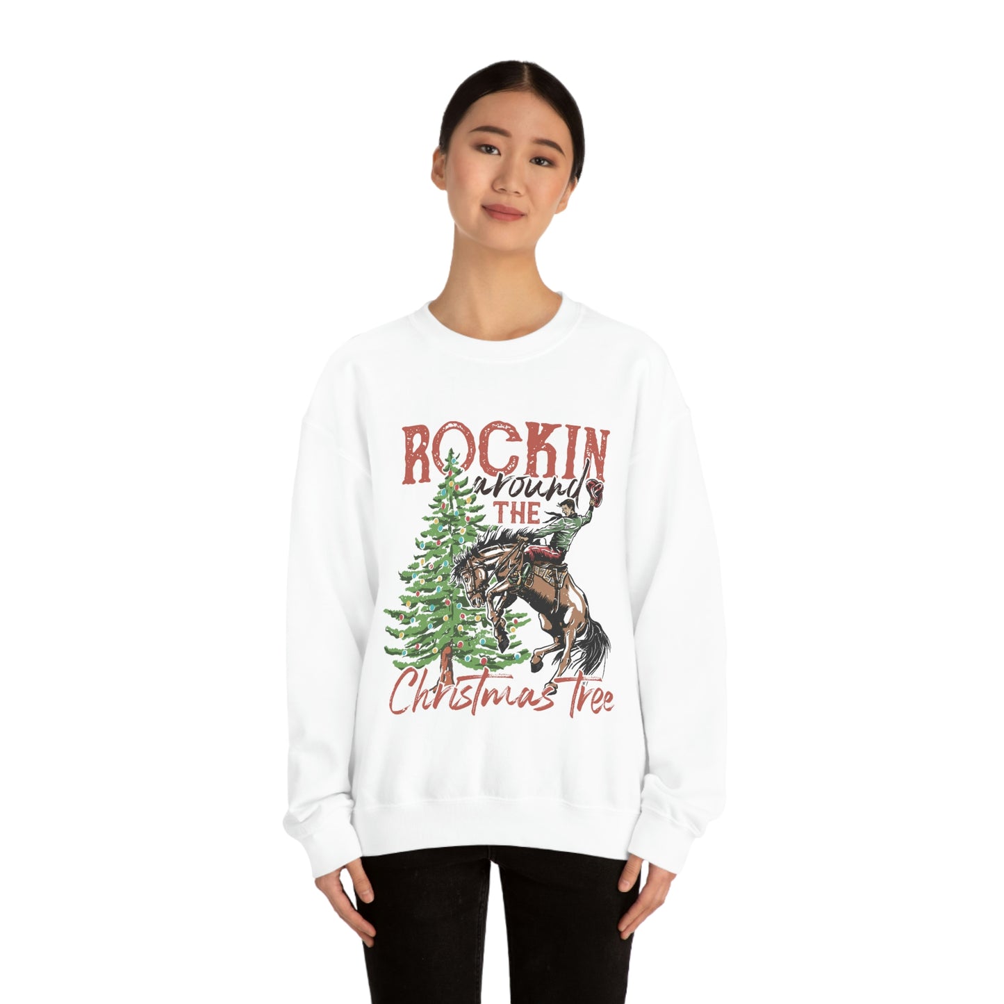 Country Christmas Rockin' around the Christmas Tree Women's Unisex Heavy Blend Crewneck Sweatshirt