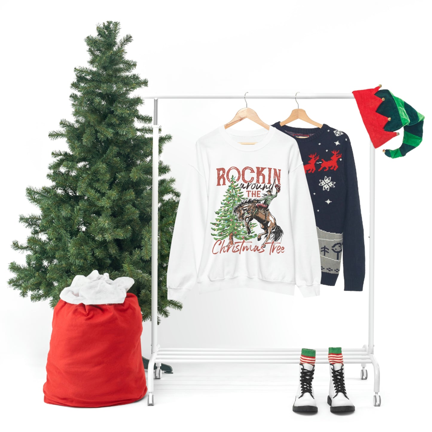 Country Christmas Rockin' around the Christmas Tree Women's Unisex Heavy Blend Crewneck Sweatshirt