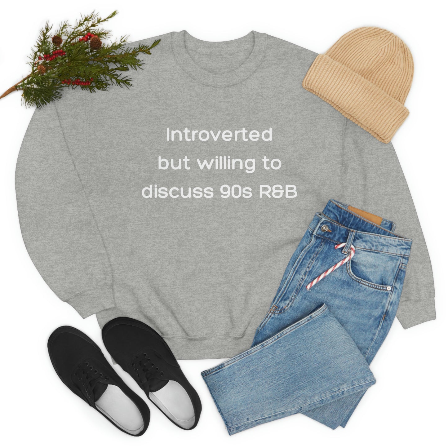 Introverted but willing to discuss 90s R&B Gildan 18000 Unisex Heavy Blend Crewneck Sweatshirt