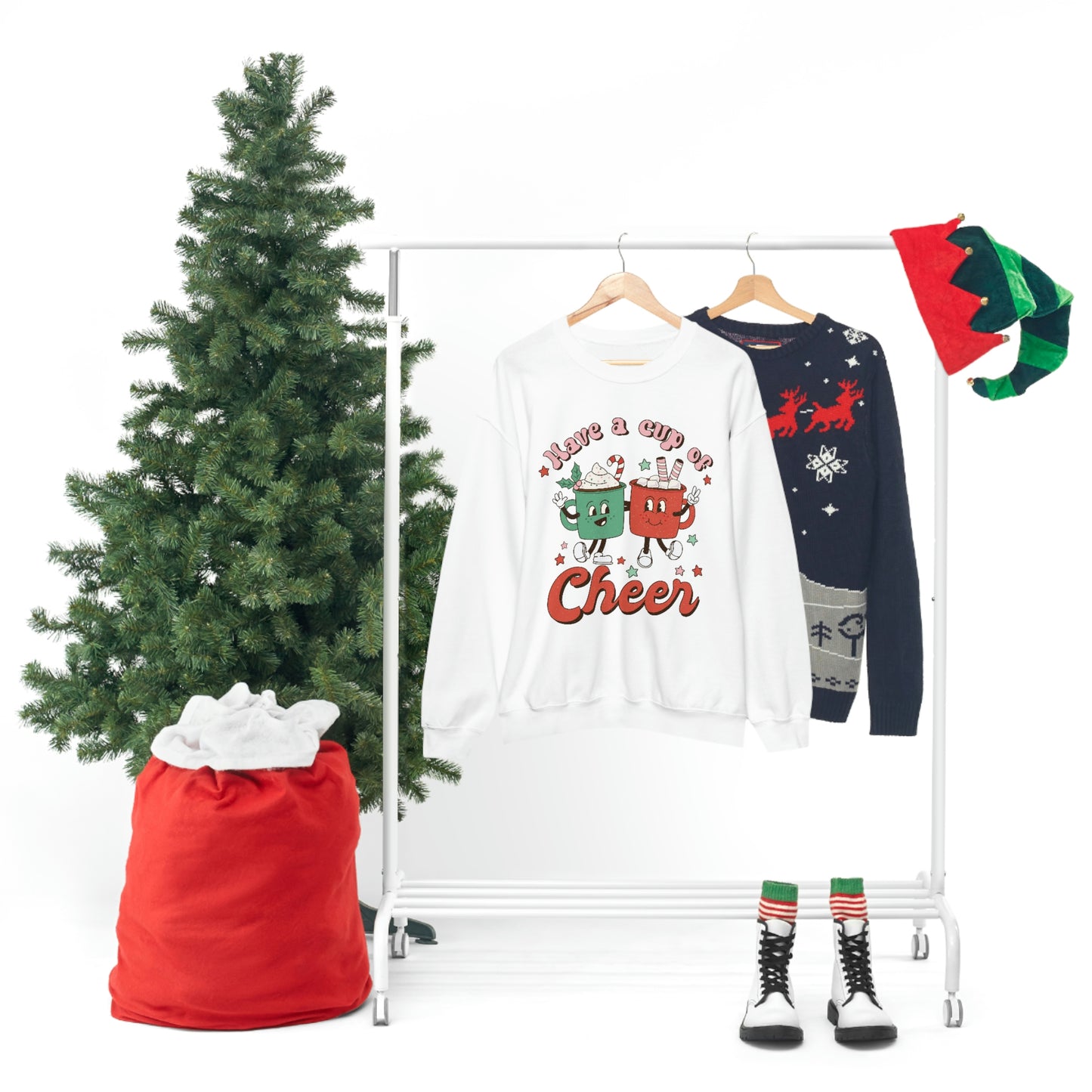 Have a Cup of Cheer Retro Christmas Shirt Unisex Heavy Blend Crewneck Sweatshirt