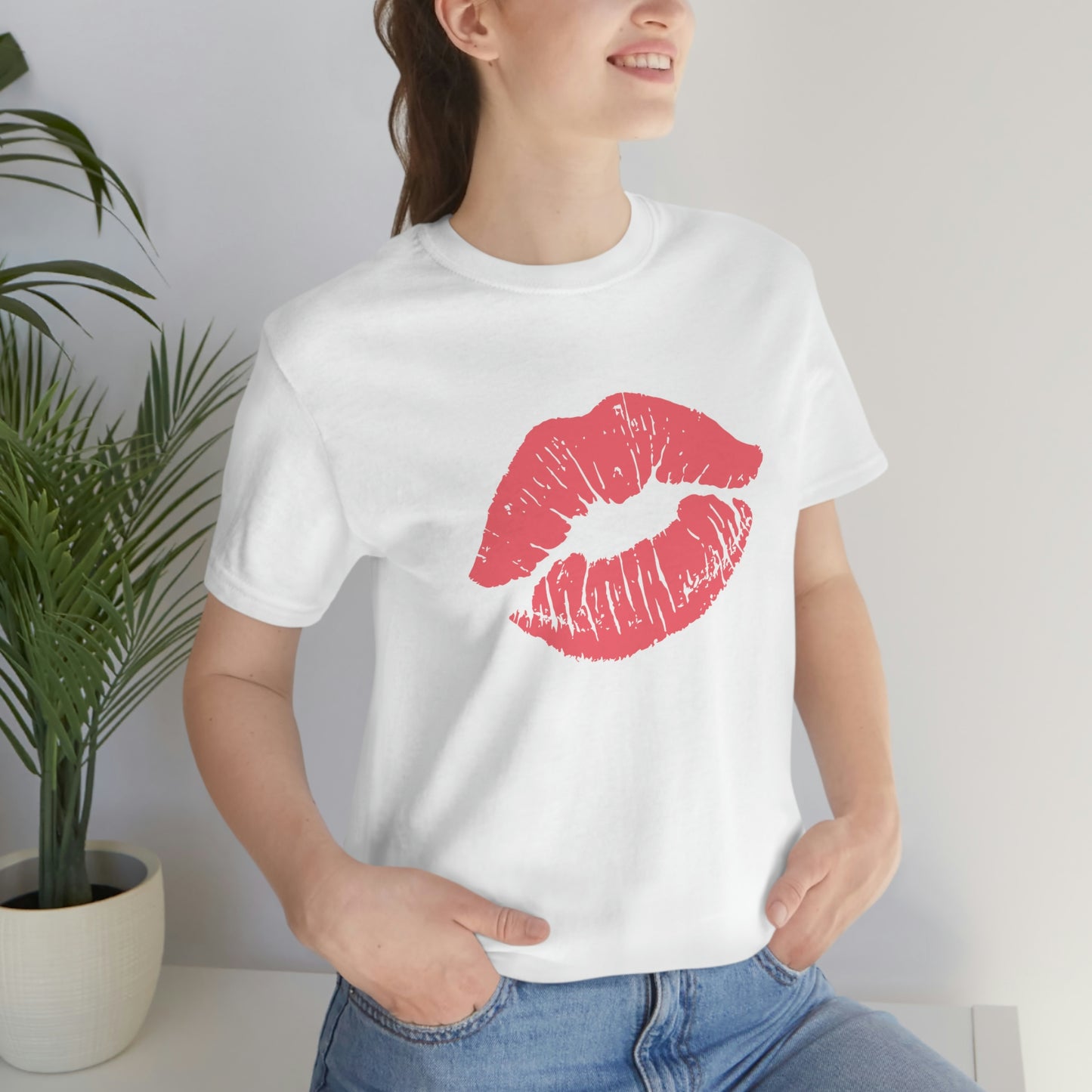 Valentine Kissy Lips Unisex Jersey Short Sleeve Tee