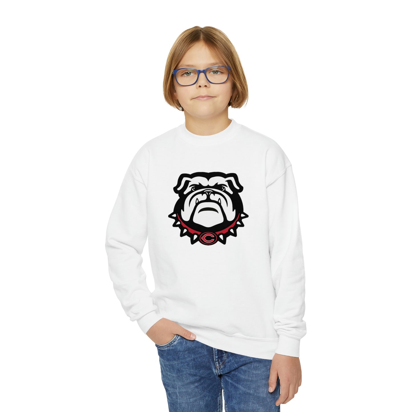 Cedartown Bulldog Mascot Spirit Wear Gildan 18000B Youth Crewneck Sweatshirt