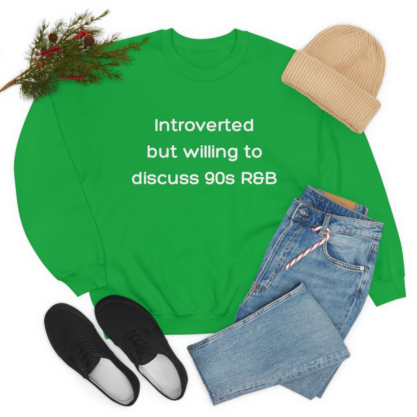 Introverted but willing to discuss 90s R&B Gildan 18000 Unisex Heavy Blend Crewneck Sweatshirt