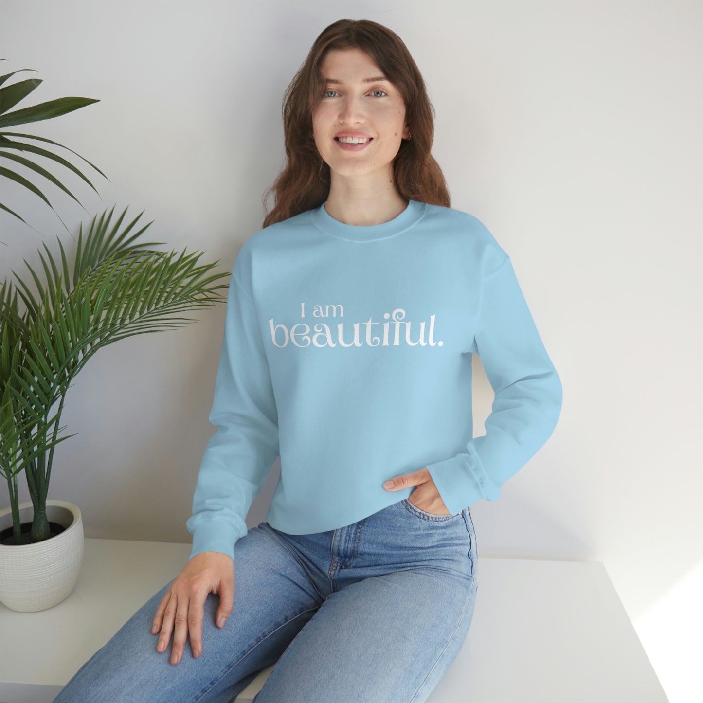 I am beautiful Womens Affirmation Crew neck Sweatshirt