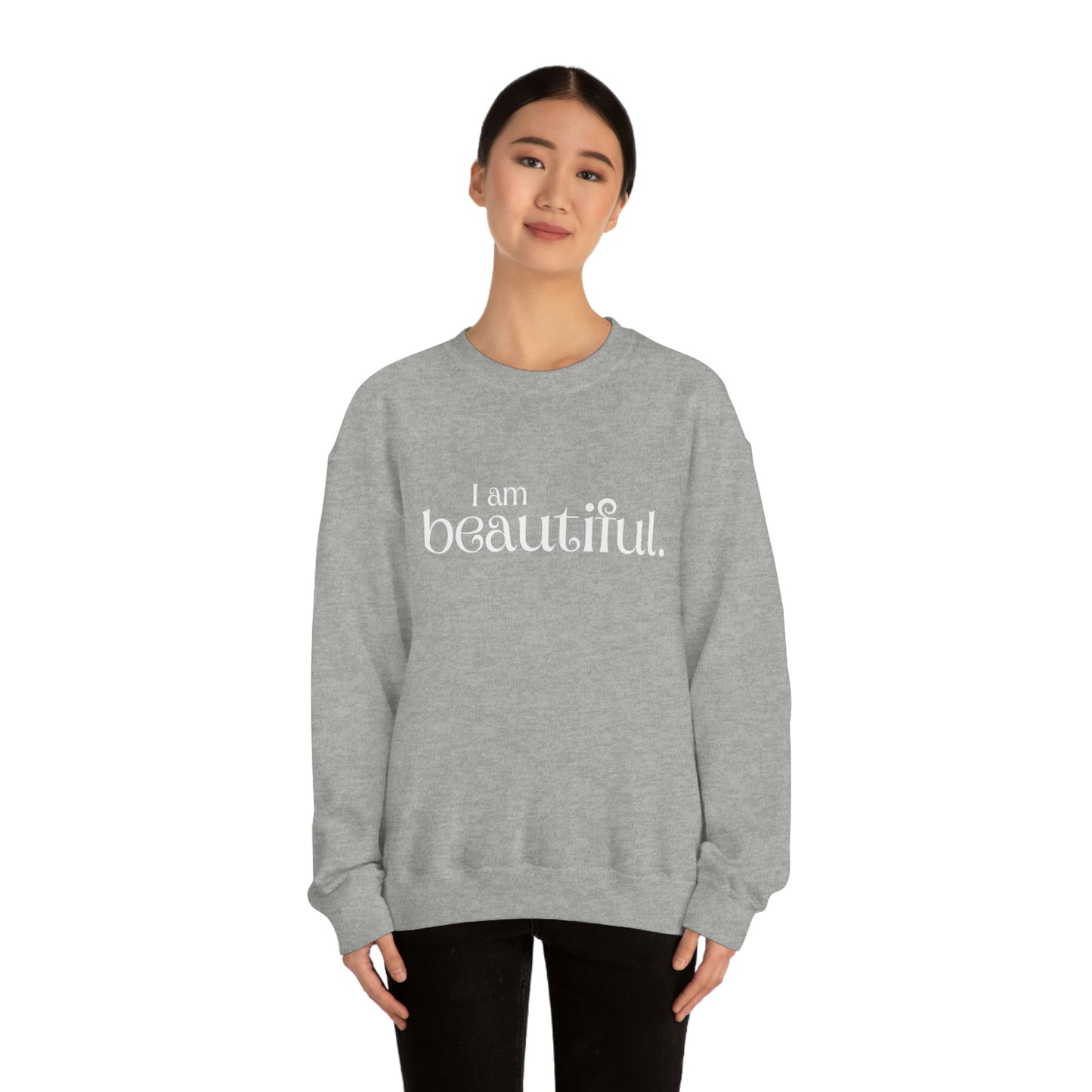 I am beautiful Womens Affirmation Crew neck Sweatshirt