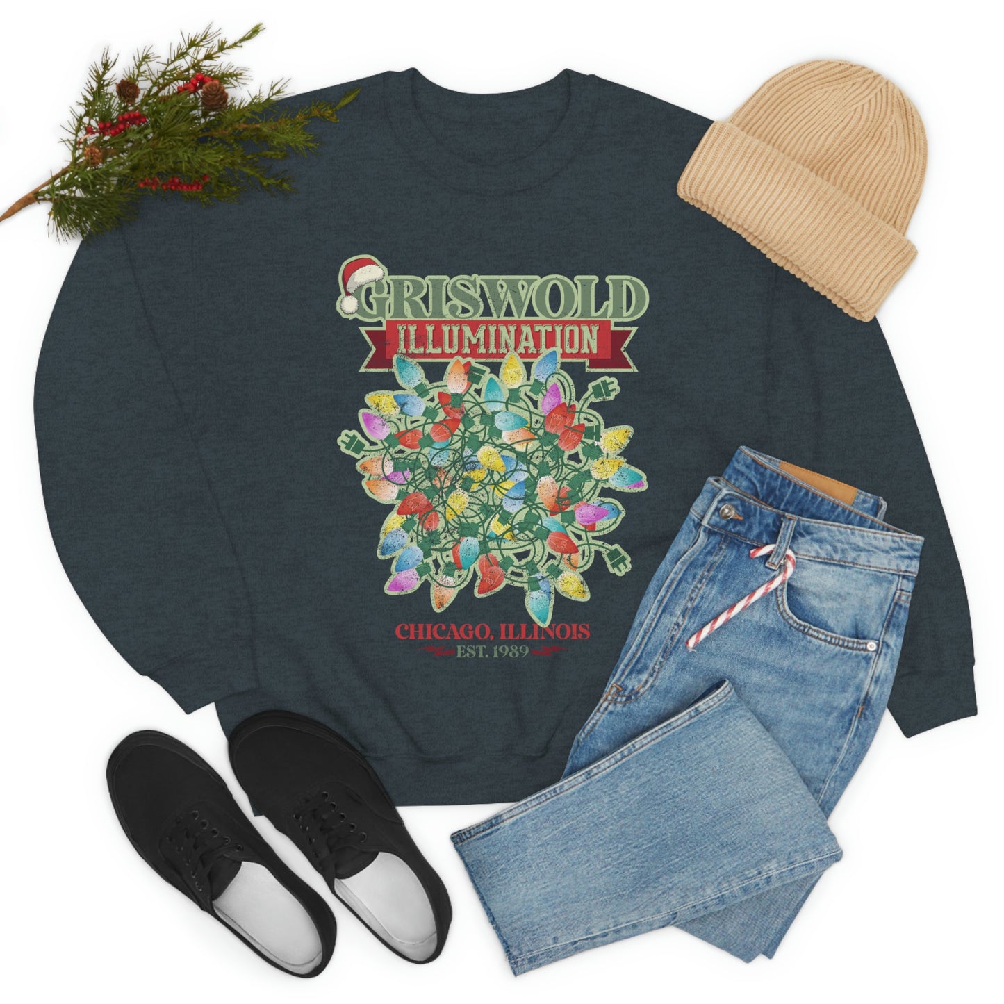 Griswold Illuminations Christmas Shirt Womens Unisex Heavy Blend Crewneck Sweatshirt