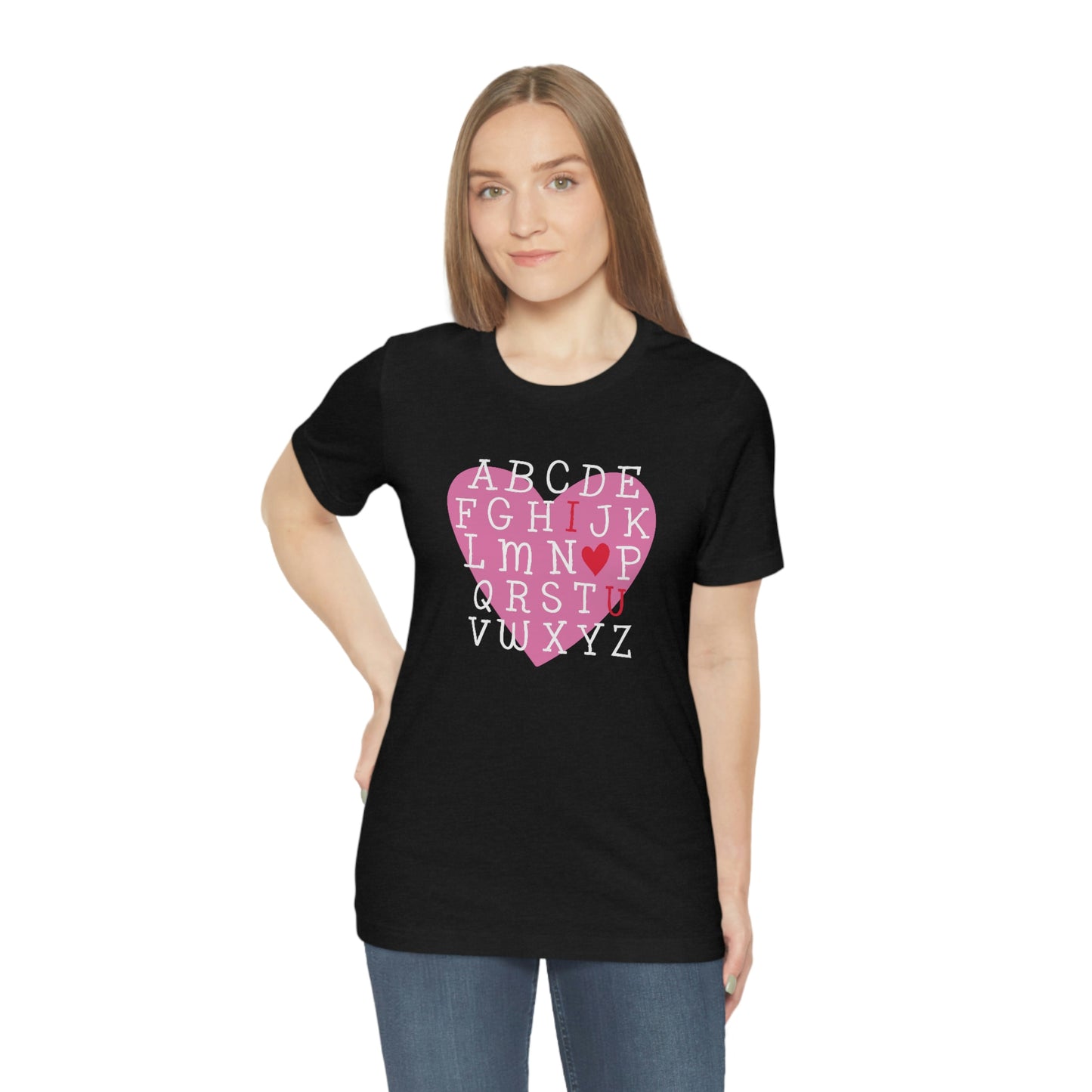 Alphabet Valentine's Day Bella+Canvas 3001 Unisex Jersey Short Sleeve Tee