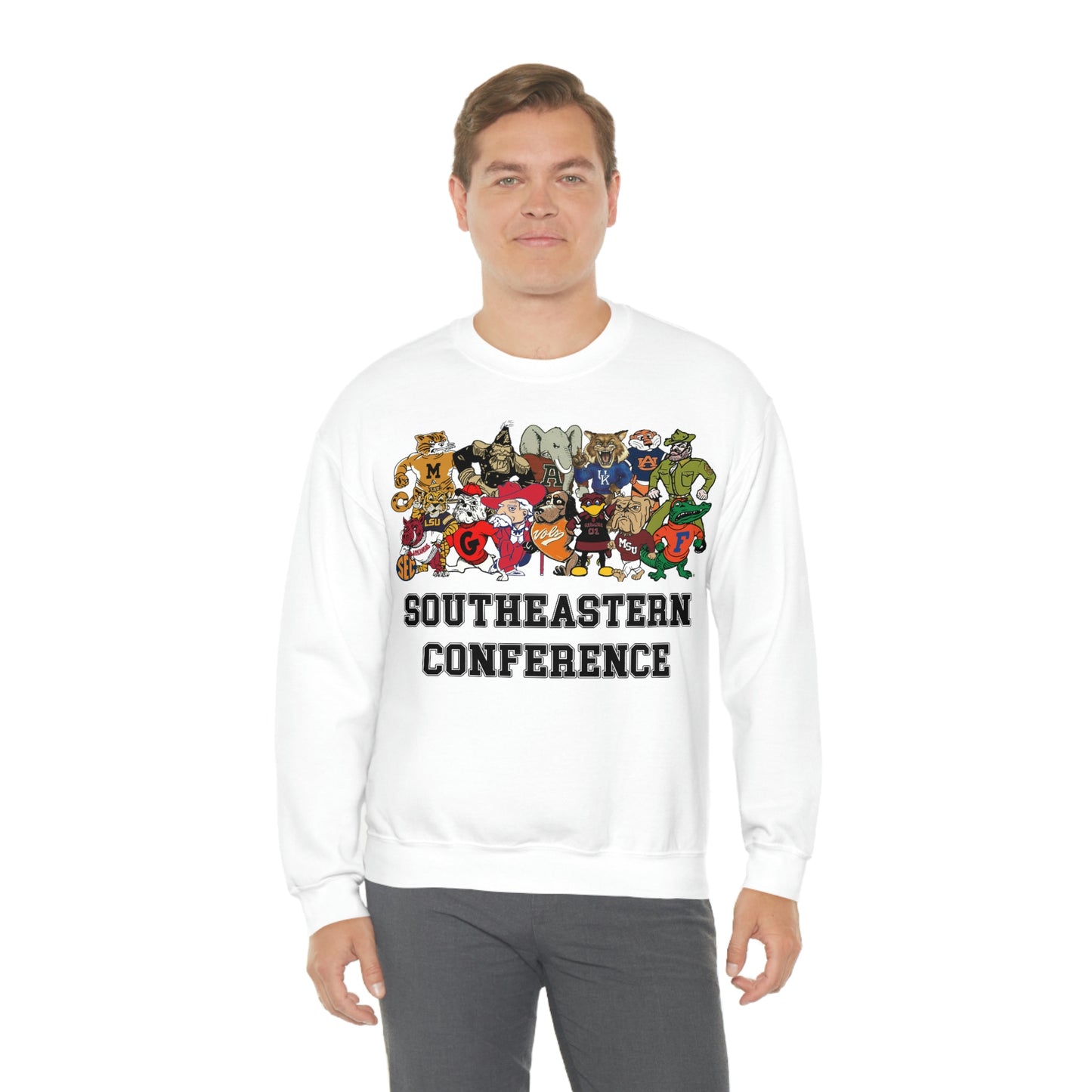 Football Southeastern Conference Mascot Unisex Heavy Blend Crewneck Sweatshirt Gildan 18000