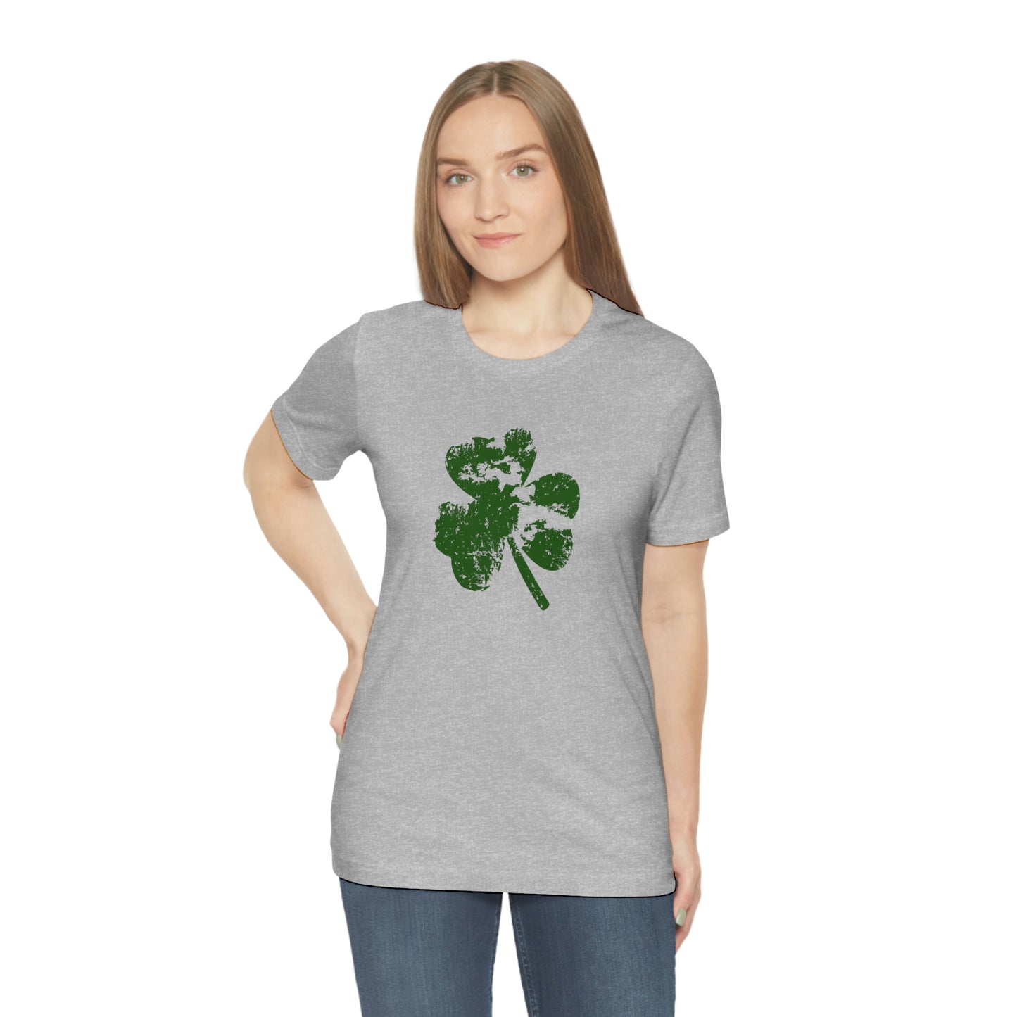 St. Patrick's Day Distressed Shamrock Bella+Canvas 3001 Unisex Jersey Short Sleeve Tee